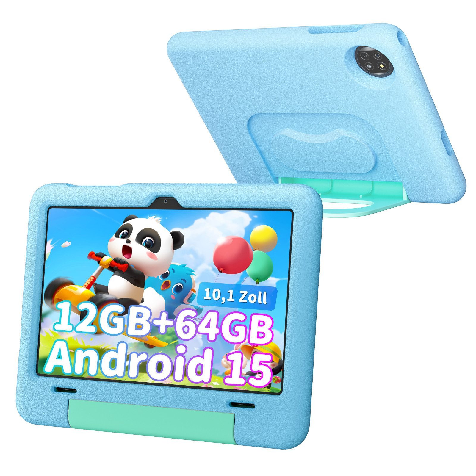 VekfulPC 7" Kindertablet mit abnehmbarer Cartoon-Kopf HD WiFi Tablet (10.1", 32 GB, 3000 mAh, laute Lautsprecher, Sturz- und spritzwasserfest)