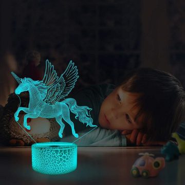 GelldG Nachtlicht Einhorn-Geschenke für Gitter, 3D-Illusion, Nachtlicht