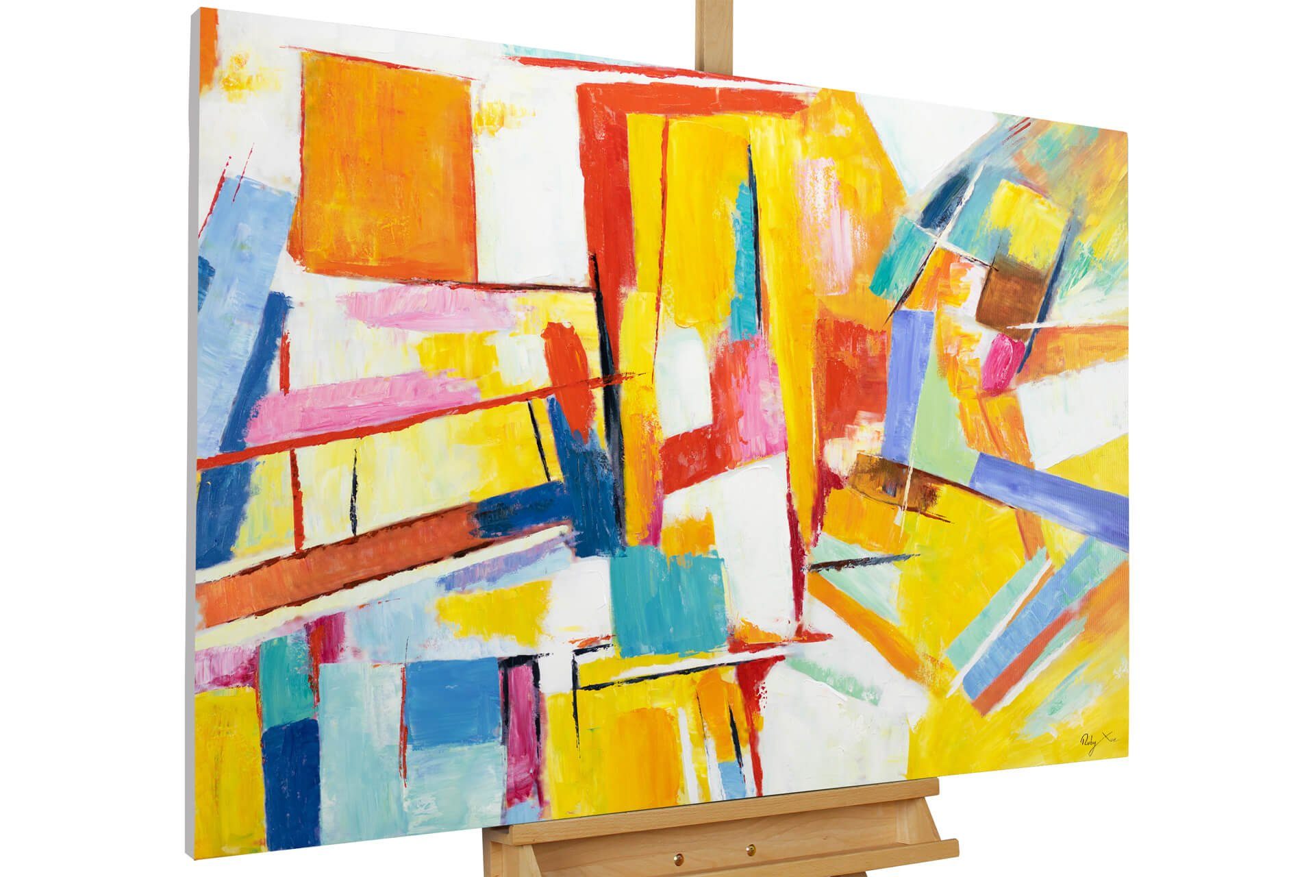KUNSTLOFT Картина Bunte Illusion 120x80 cm, Leinwandbild 100% HANDGEMALT Wandbild Wohnzimmer