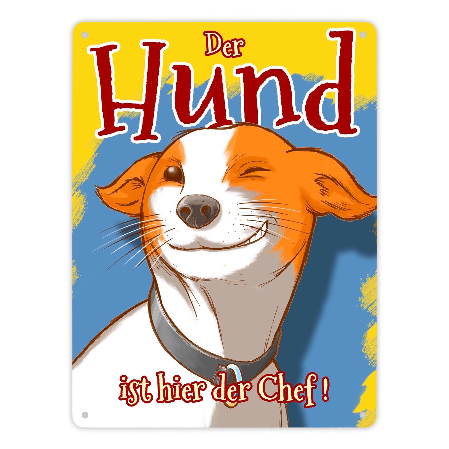 speecheese Metallschild Metallschild XL in 21x28 cm mit süßem Hunde Motiv und Spruch Der Hund