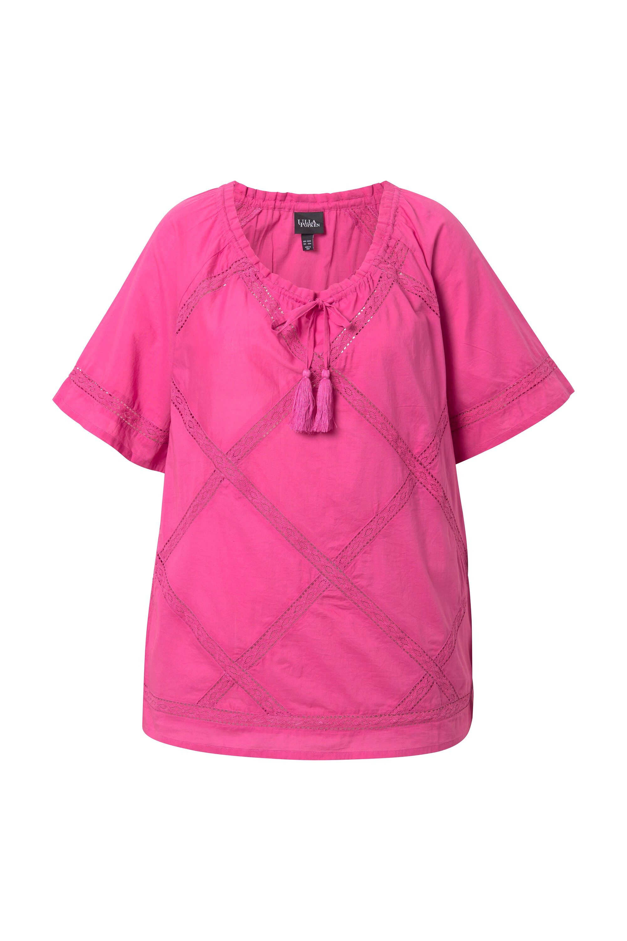 Ulla Popken Tunika Bluse Häkel-Spitzenbänder Rundhals günstig online kaufen