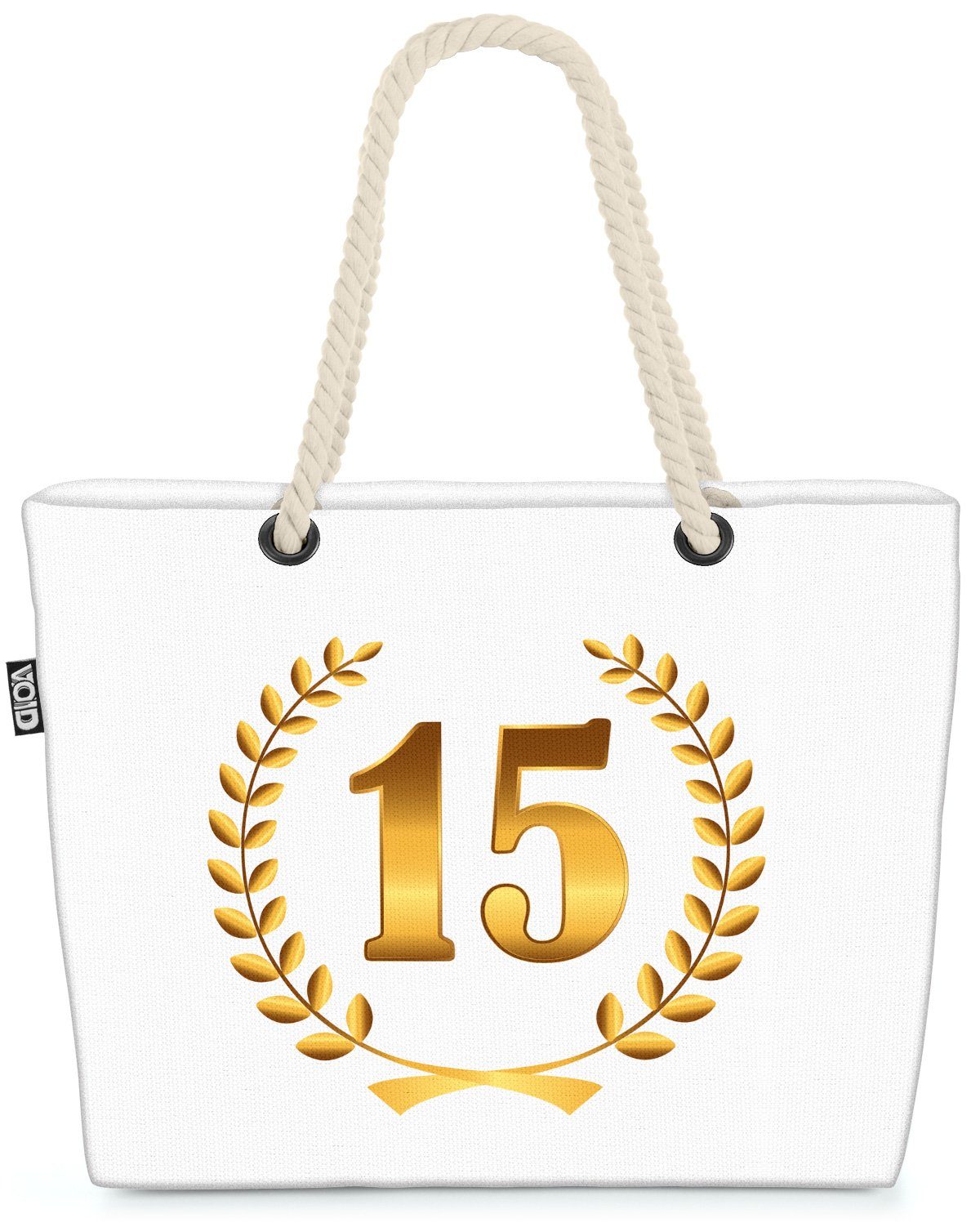 VOID Strandtasche (1-tlg), 15 Jahre Jubiläum Geburtstag Jubiläum Kranz Geburtstag Hochzeit Jahre