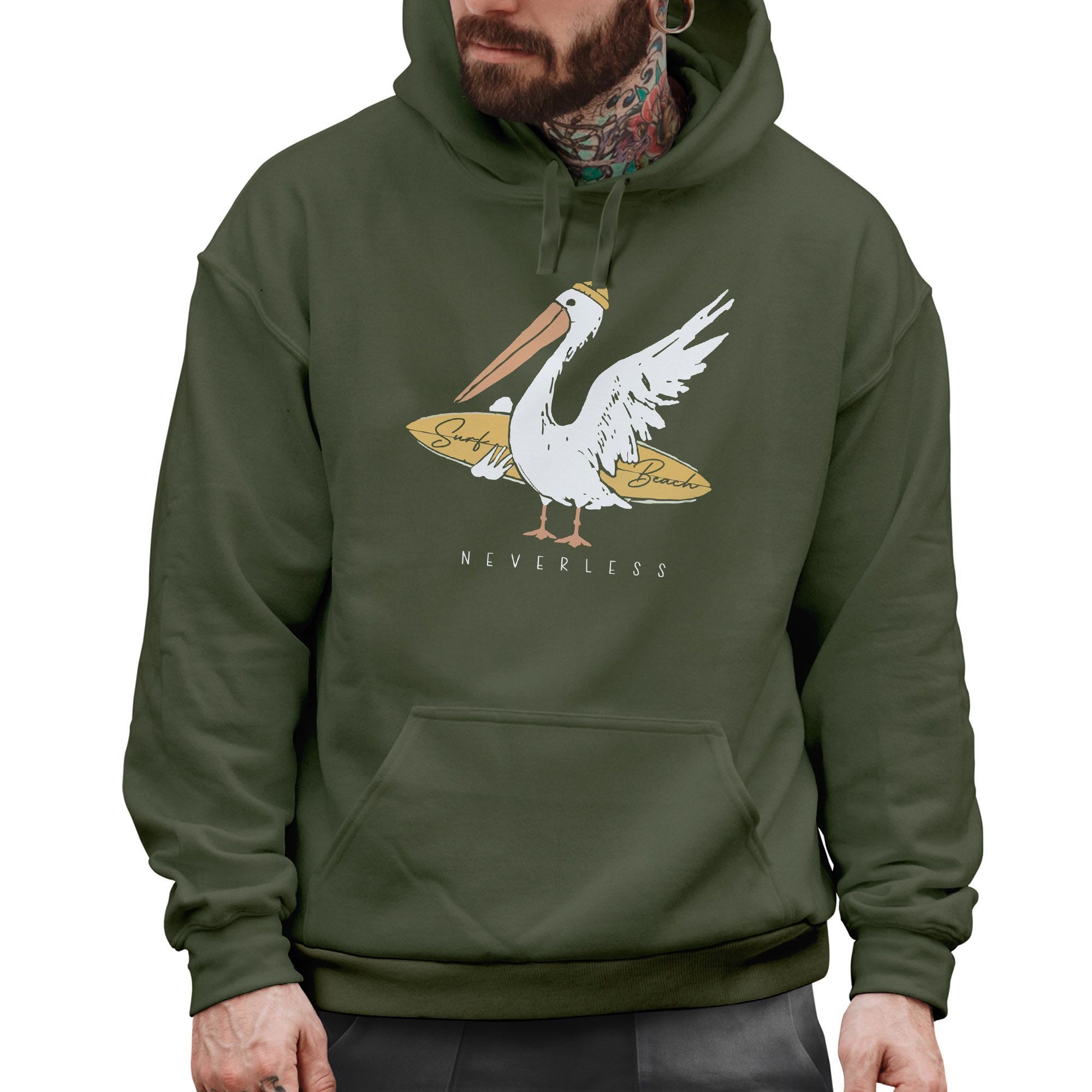 Neverless Hoodie Hoodie Herren Pelikan Print günstig online kaufen