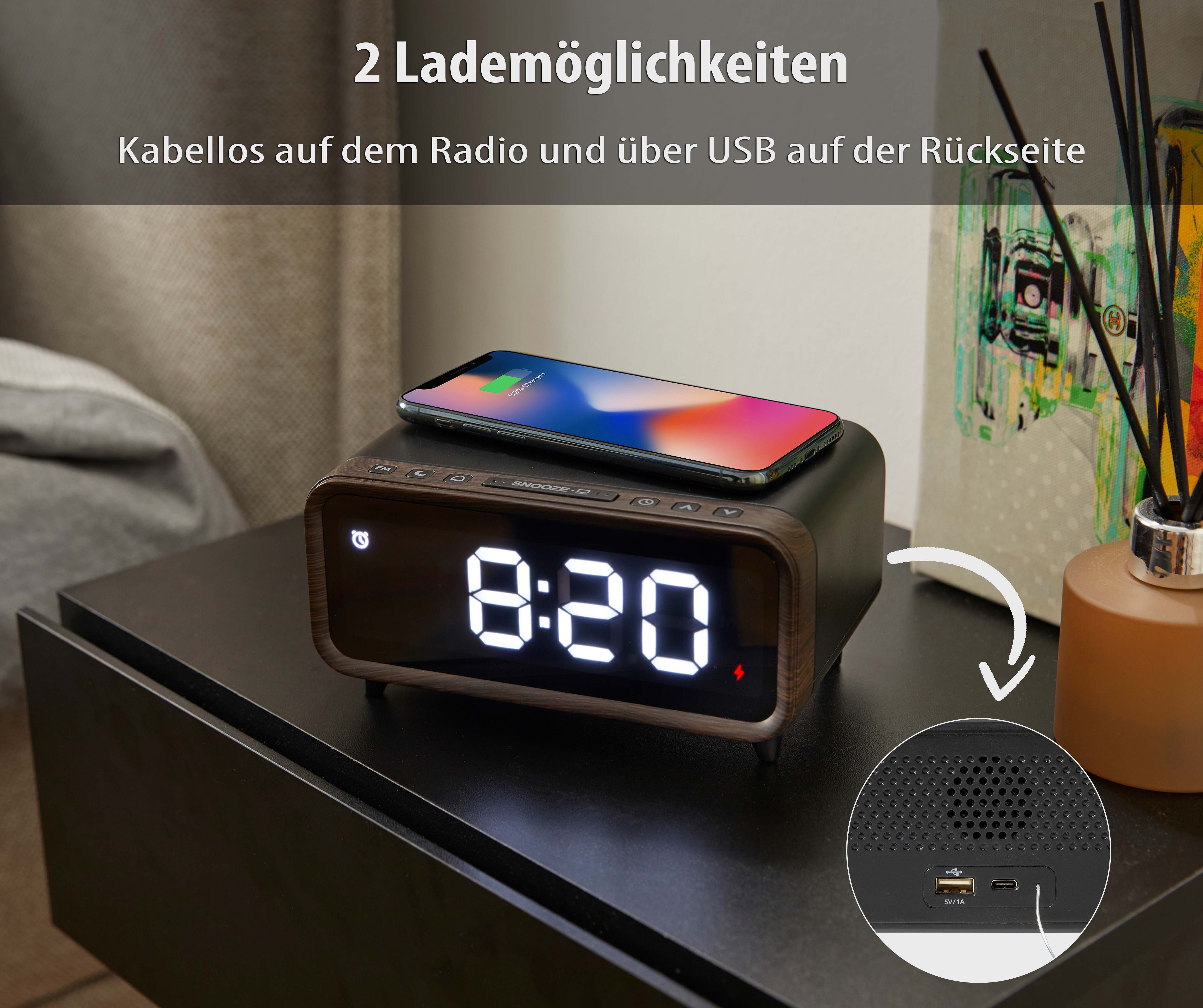 Northpoint Radiowecker DAB+ mit Kabelloser Ladestation Nachtlicht USB-Ladeanschluss