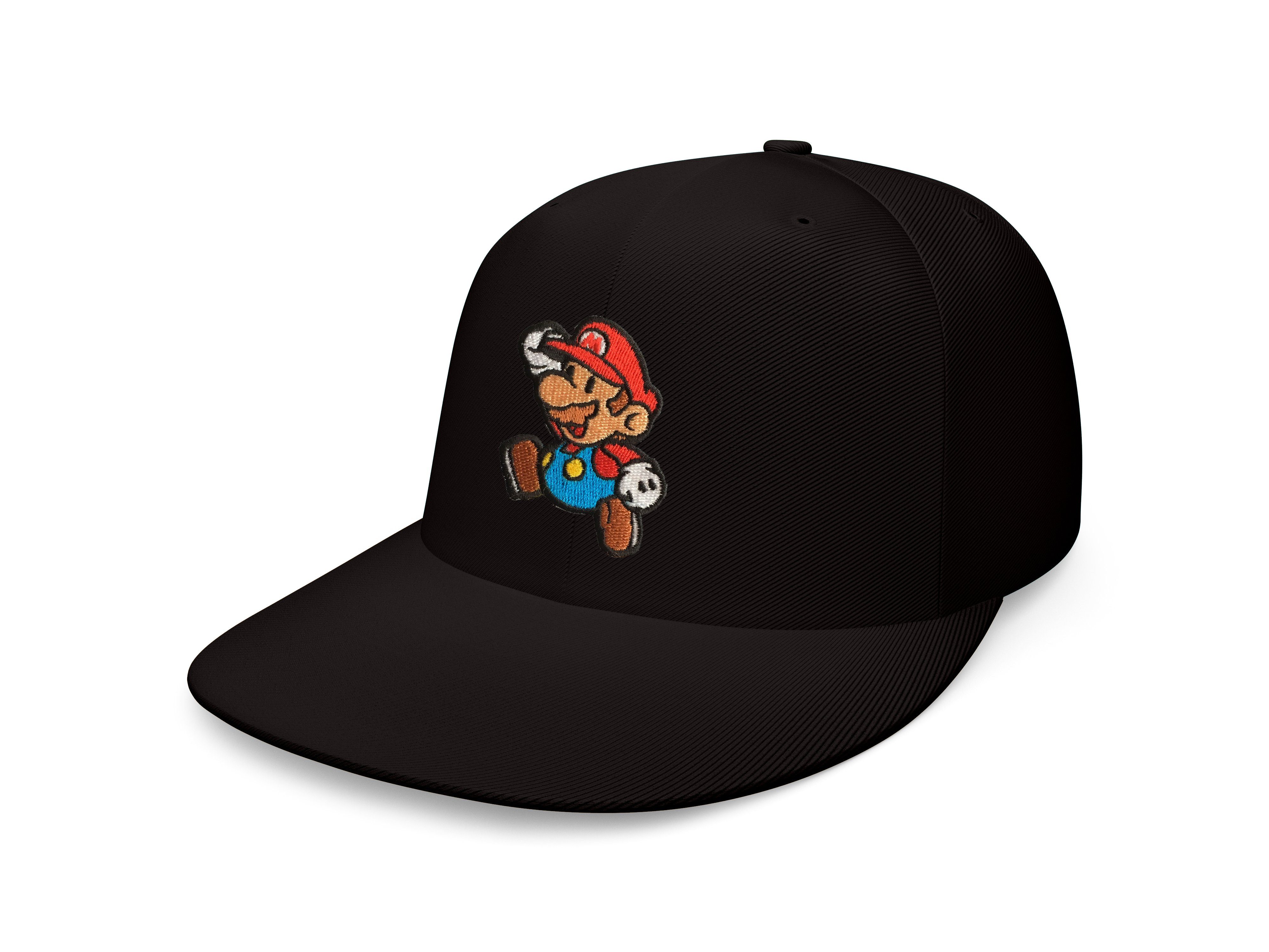 Blondie & Brownie Snapback Cap Unisex Erwachsene Mario Stick Patch Luigi Super Nintendo Snapback Schwarz