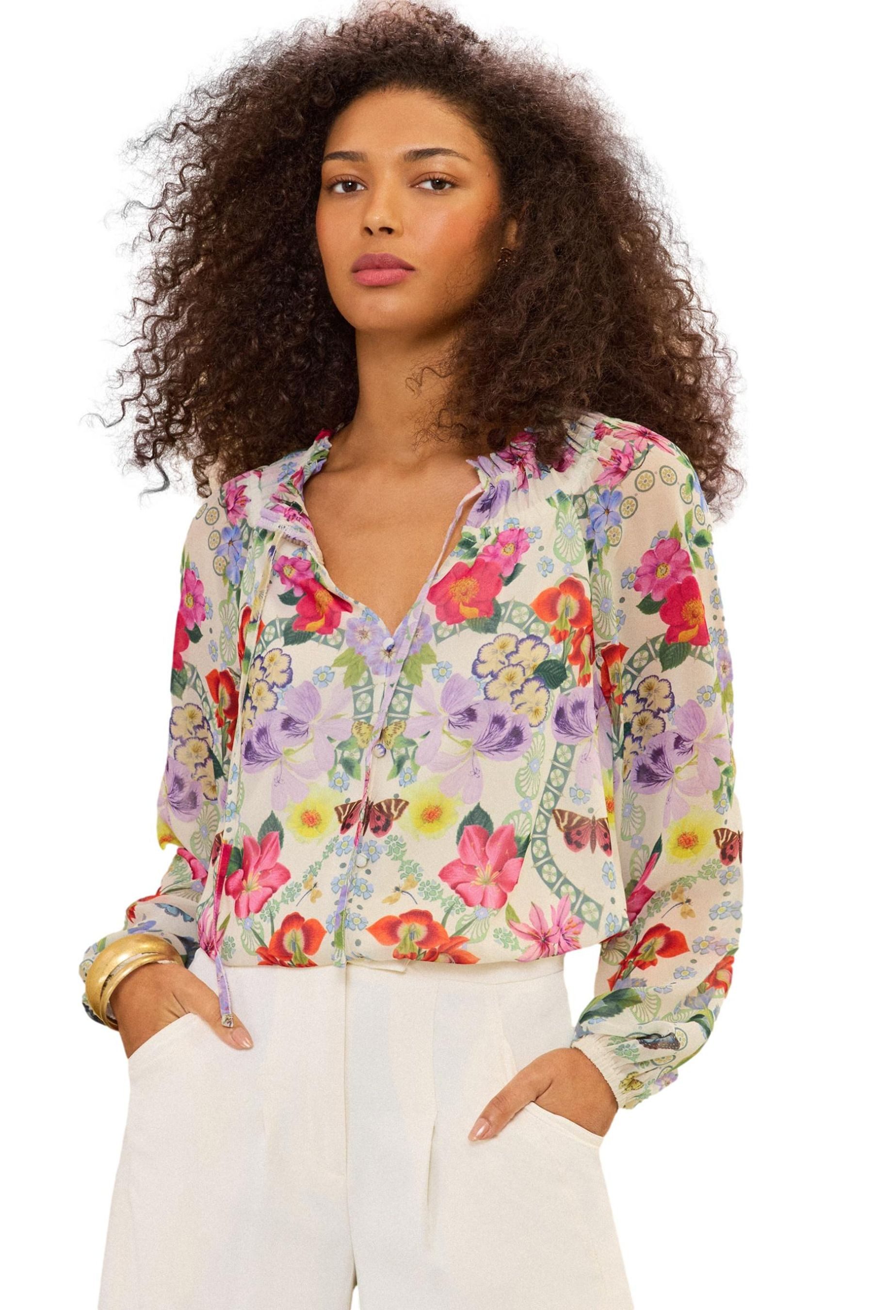 Langarmbluse Love & Roses Langarm-Bluse, Bindedetail, Regular