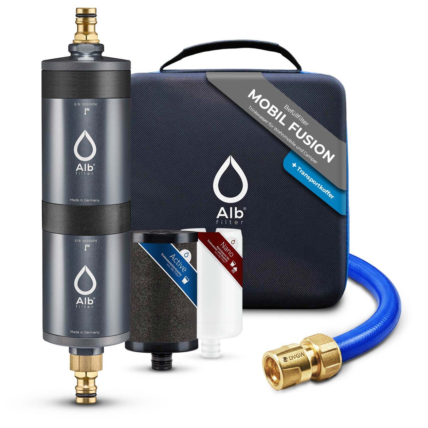 Alb Filter Wasserfilter Mobil Fusion Campingfilter, für Wohnmobil, gegen Bakterien, Doppelstufenfilter, Made in Germany
