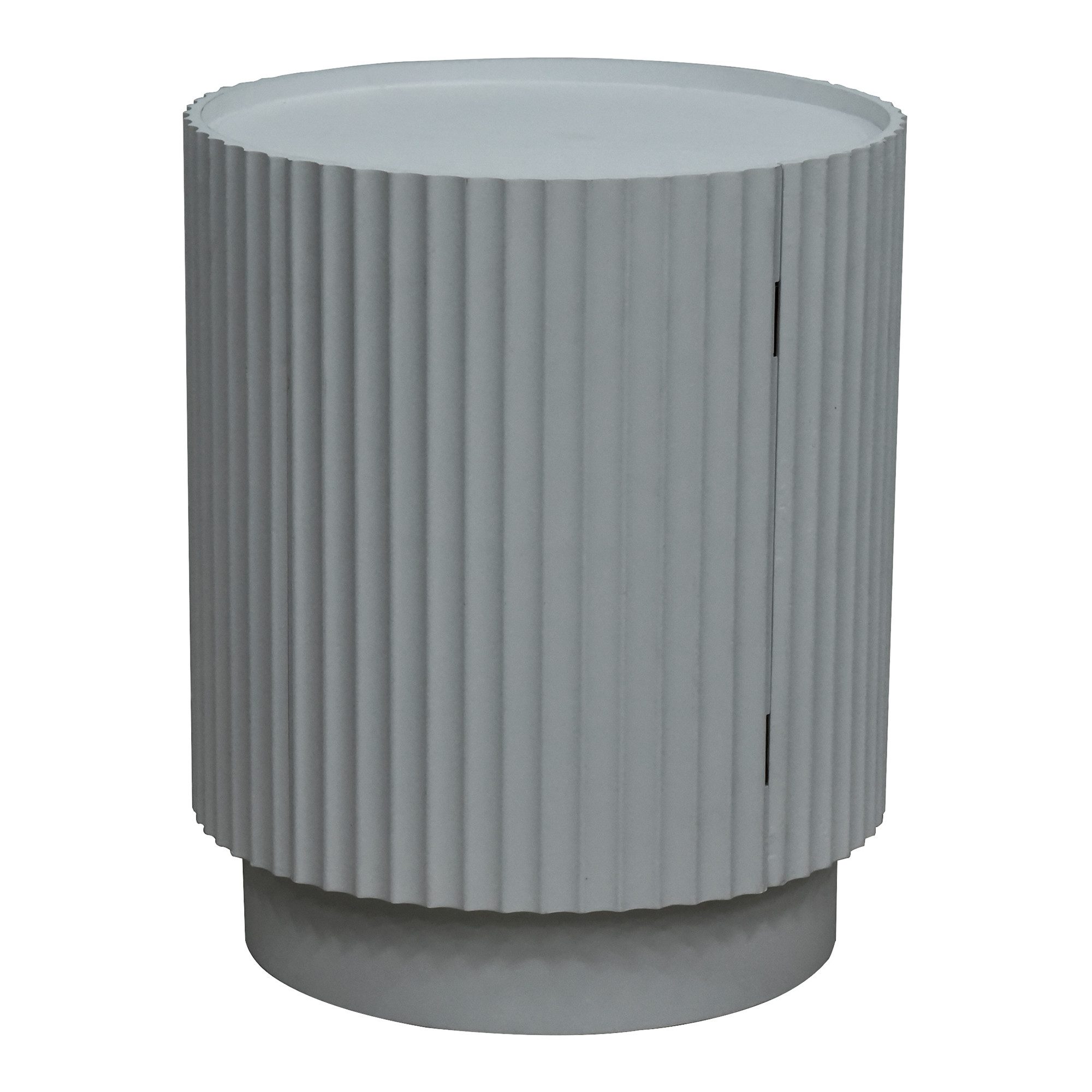 en.casa Beistelltisch, »Rill« mit Tür und 2 Fächern rund 49 x Ø40 cm Grau günstig online kaufen