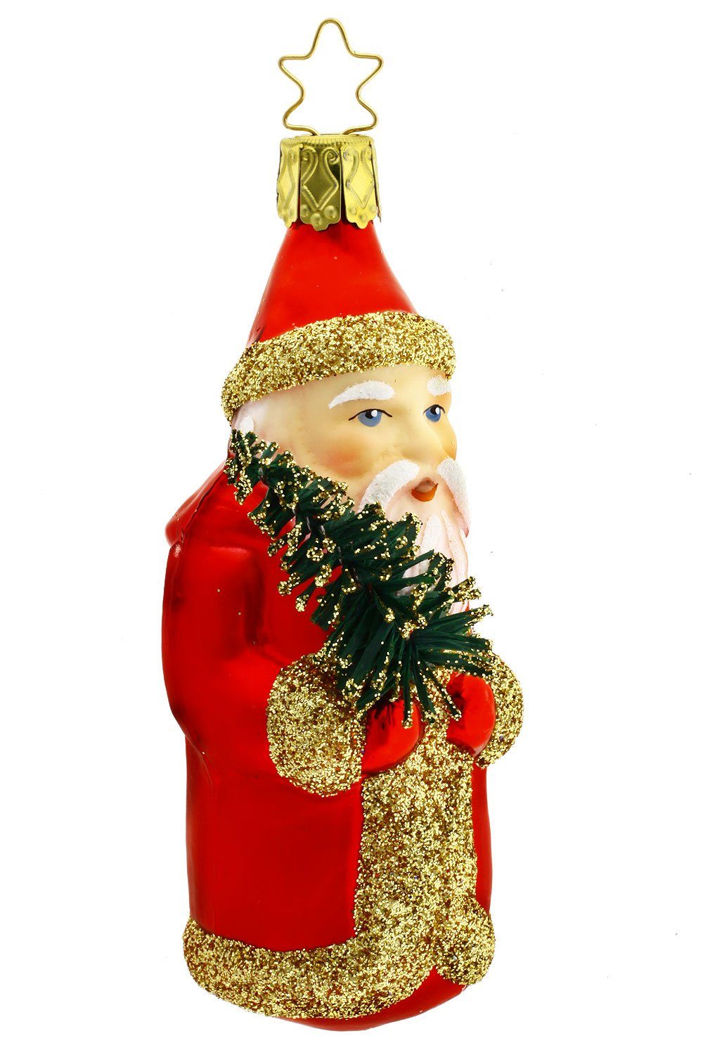 Hamburger Weihnachtskontor Christbaumschmuck Santa! mit Dekohänger handdekoriert Weihnachtsbaum, Inge-Glas® - mundgeblasen - Manufaktur 