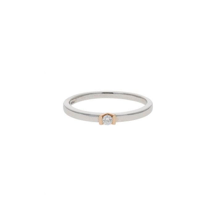 JuwelmaLux Fingerring Ring Rot- Weißgold mit Diamant(en) (1-tlg) Damen Ring Rotgold 585/000 Weißgold 585/000 inkl. Schmuckschachtel