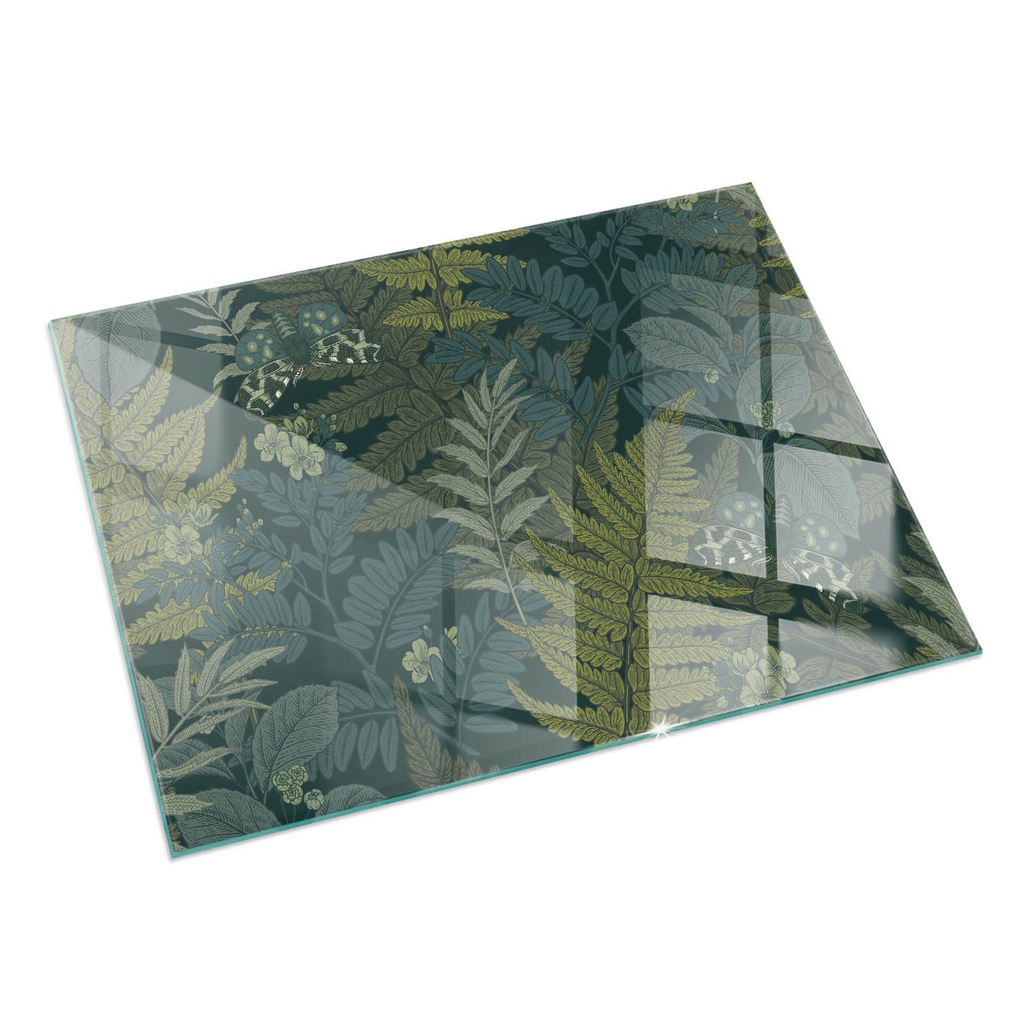 Tulup Bodenschutzplatte Grün Pflanzenmotive, Gehärtetem Glas Kaminbodenplat günstig online kaufen