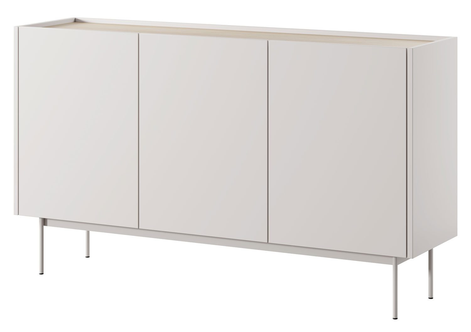 Feldmann-Wohnen Kommode Color (Color, 1 St., Sideboard), 144x37x83cm Kaschmir, Eiche Linea, grifflos