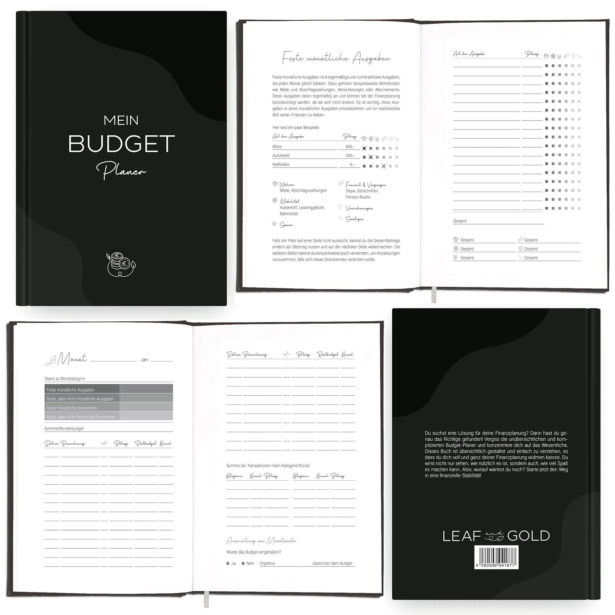 LEAF & GOLD Jahresplaner Budget Planner für deine Finanzen