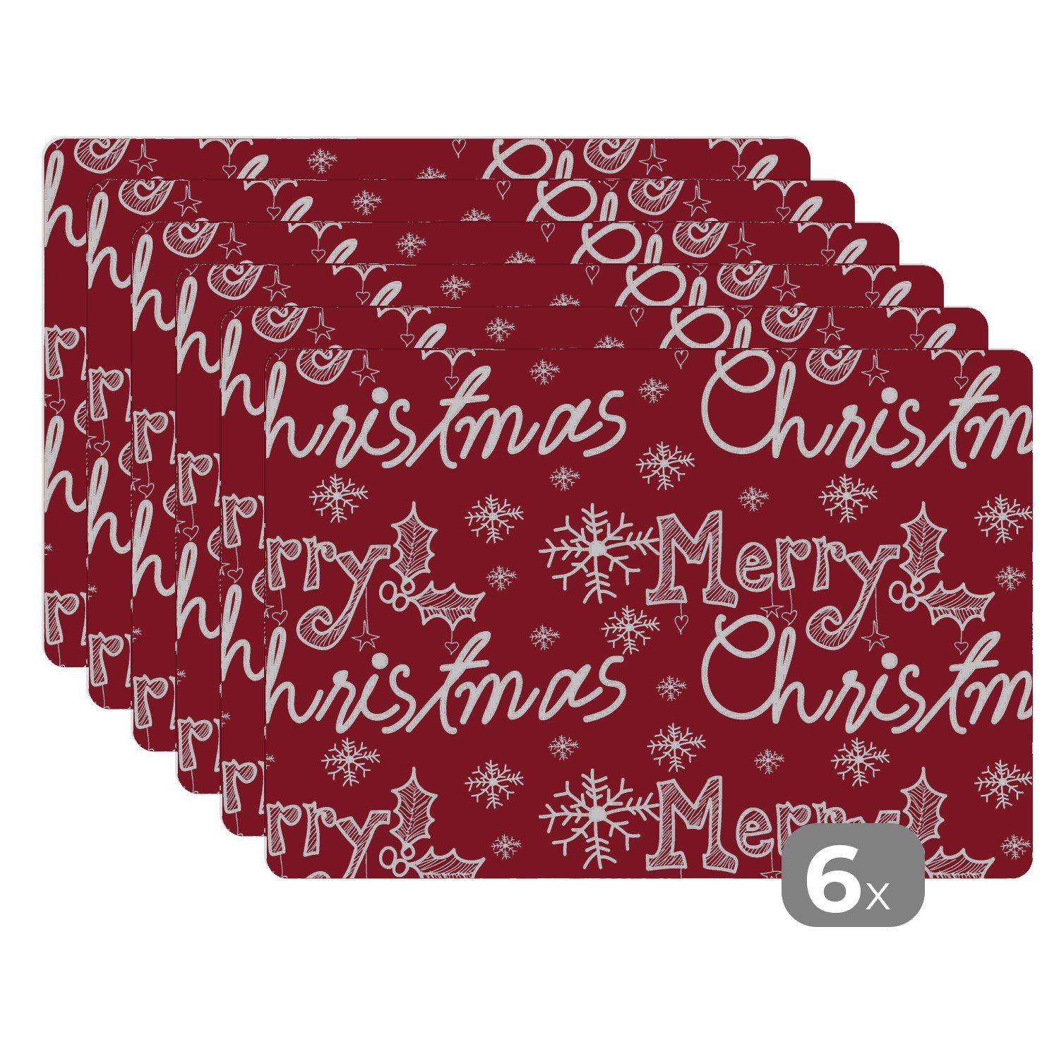 MuchoWow Platzset Muster - Schnee - Weihnachten - Zitate, (6-St), Platzsets günstig online kaufen