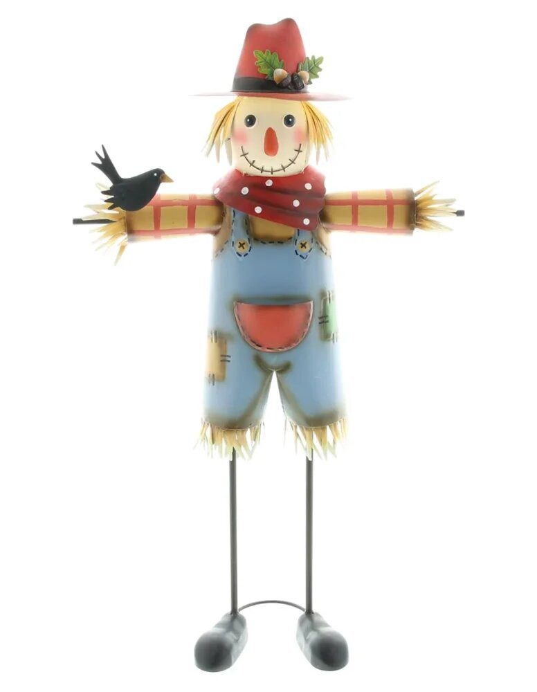 Home-trends24.de Dekofigur Vogelscheuche Herbstfigur Deko Figur Metall Bunt 76 cm Höhe