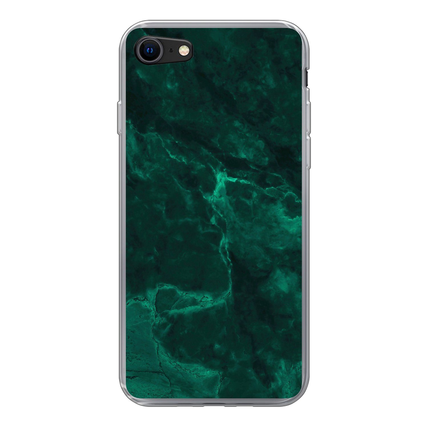 MuchoWow Handyhülle für Apple iPhone 8 Marmor - Limone - Grün - Strukturiert - Marmoroptik, Smartphone-Bumper, Print, Handy Schutzhülle Dünn