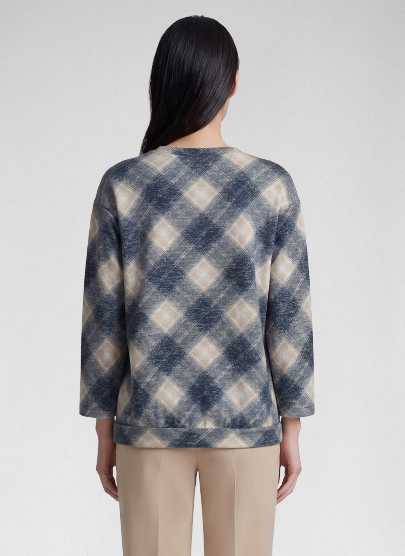 Rabe Langarmshirt im Karo-Look und mit Viskose/Stretch – Bild 3 von 5