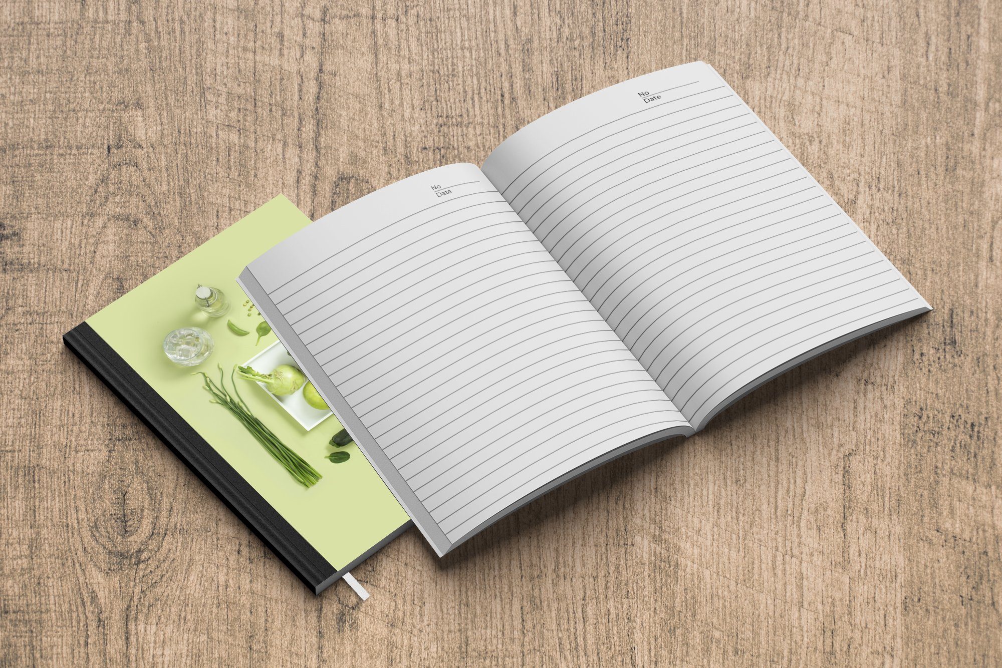 Tagebuch, Gemüse und 98 in Merkzettel, Journal, grünen Notizbuch einem Farbton, A5, Seiten, Notizheft, Obst MuchoWow Haushaltsbuch