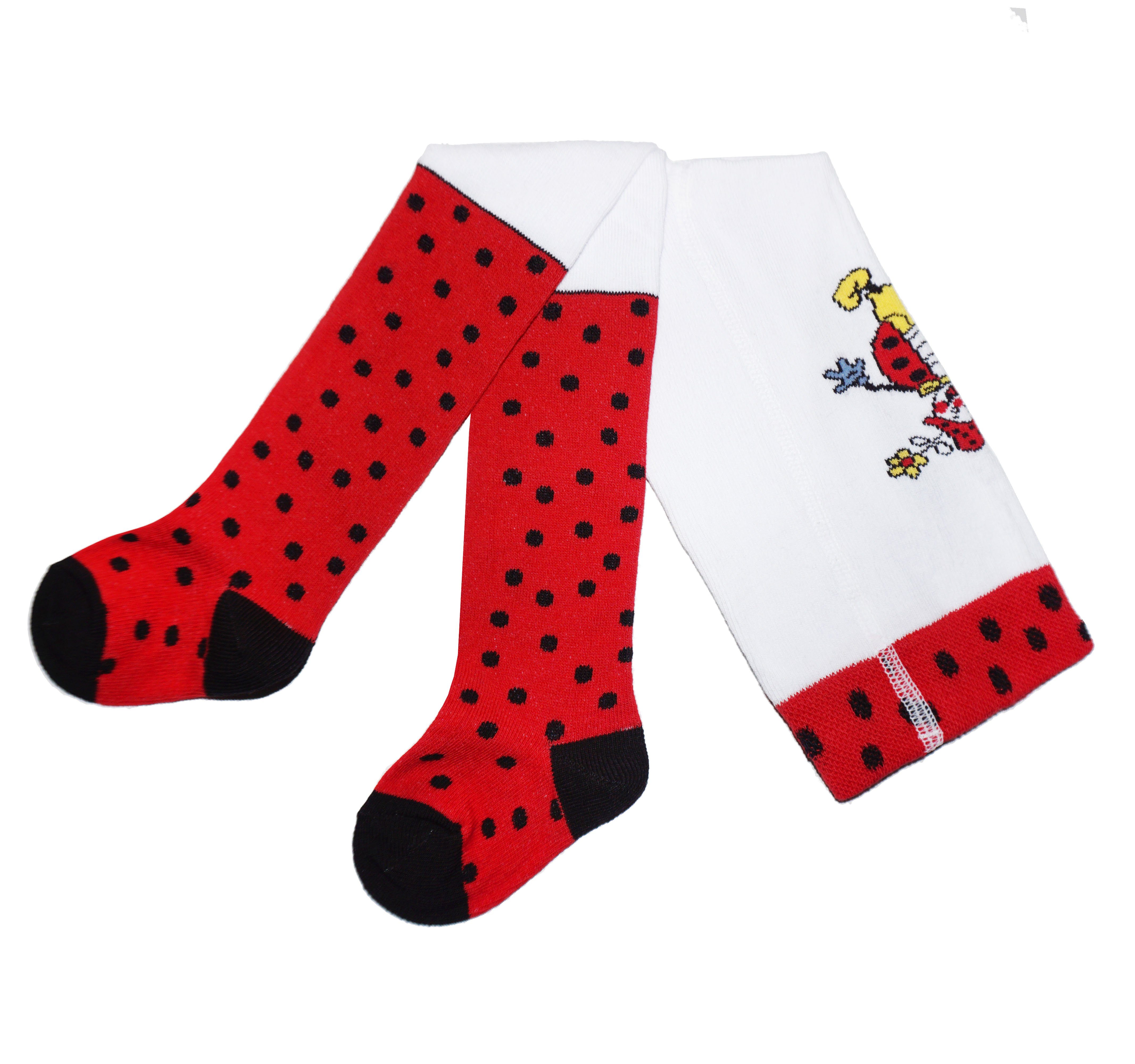 Strickstrumpfhose Kinderstrumpfhosen für Mädchen und Jungs > Marienkäfer< Baumwolle