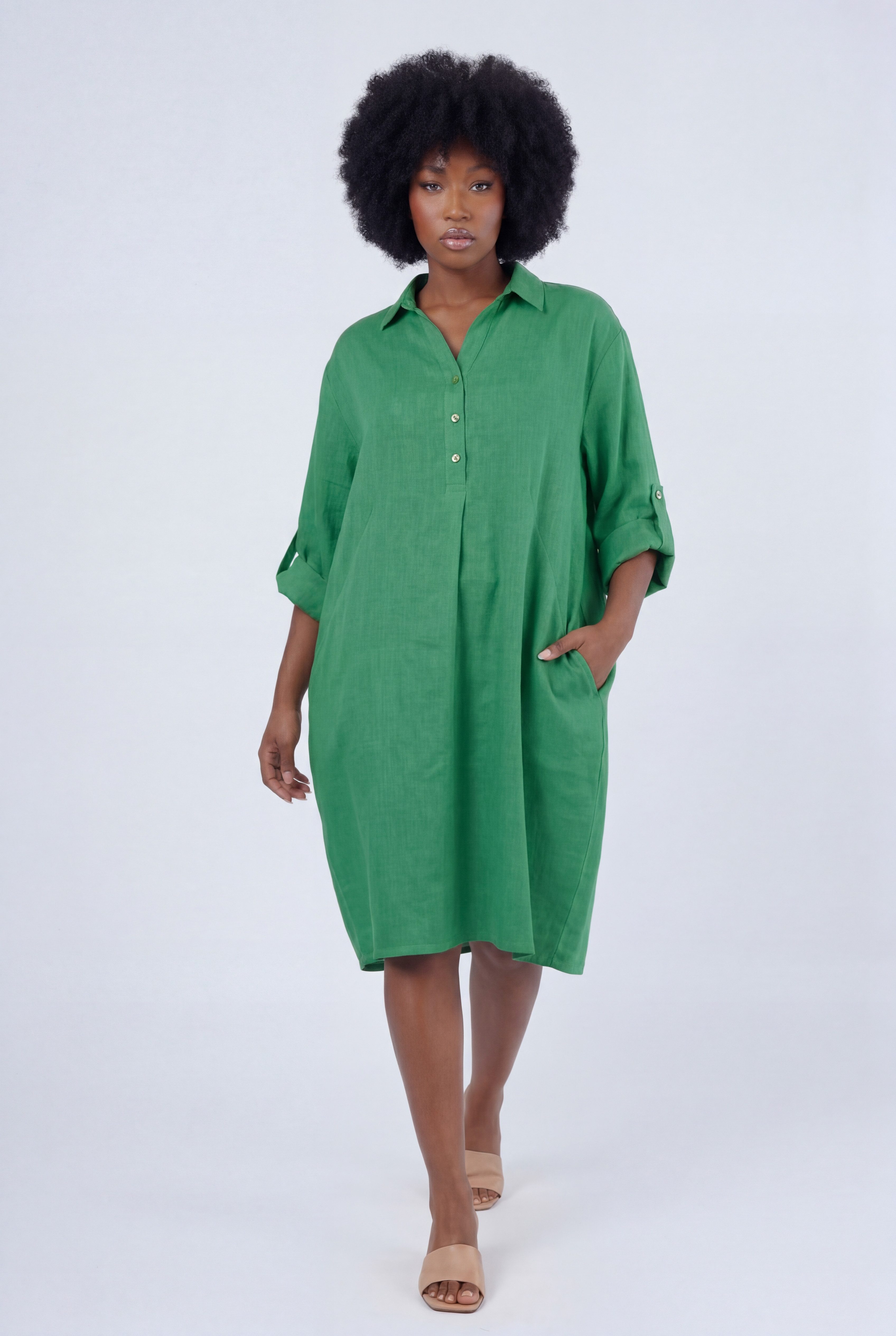 YC Fashion & Style Blusenkleid Leinen-Tunika Oversized One Size in Unifarbe
