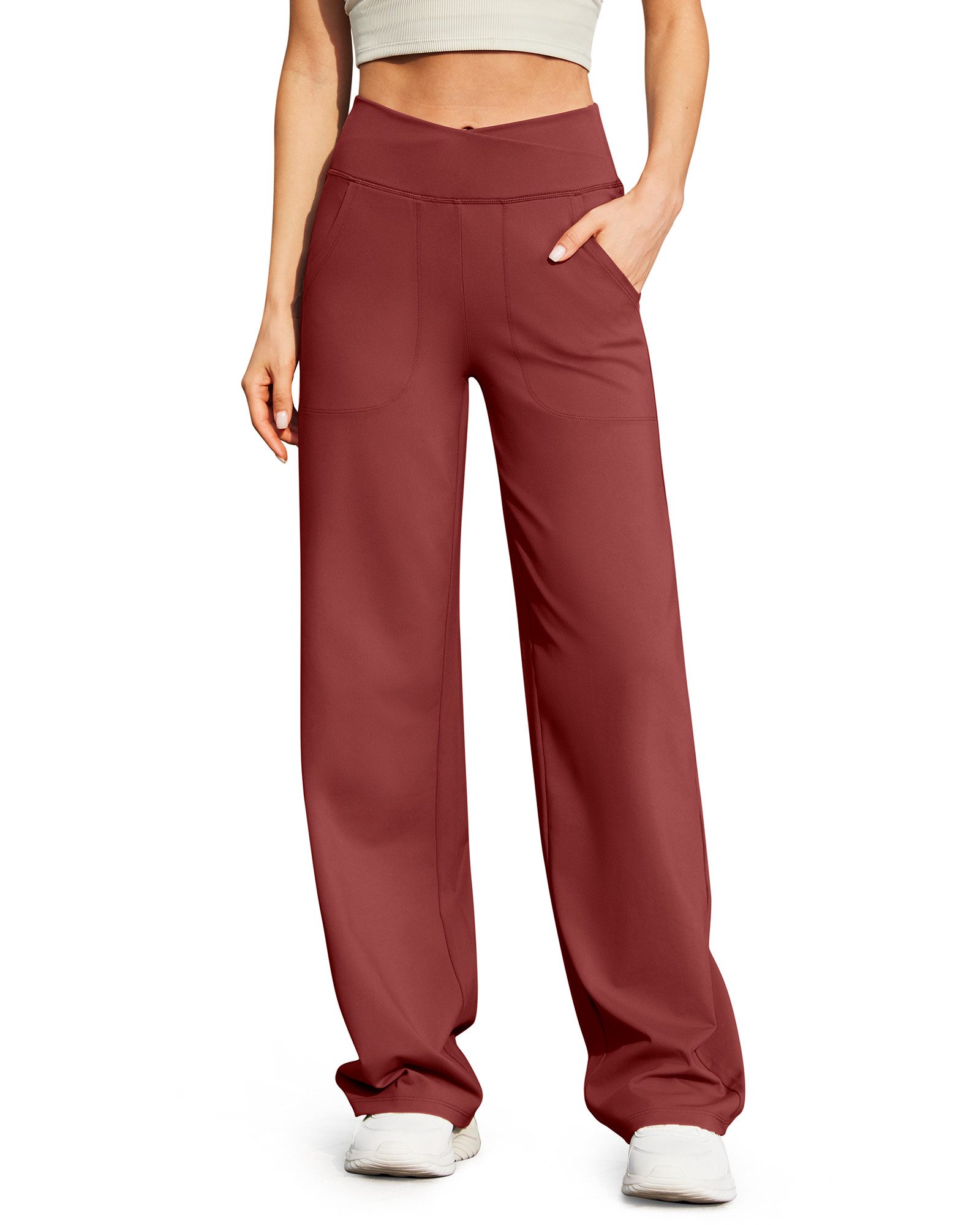 G4Free Jogginghose Jogginghose Damen, hohe Taille, weites Bein,Winter Palazzohose elastische yogahose mit Seitentaschen, für Alltag & Loungewear
