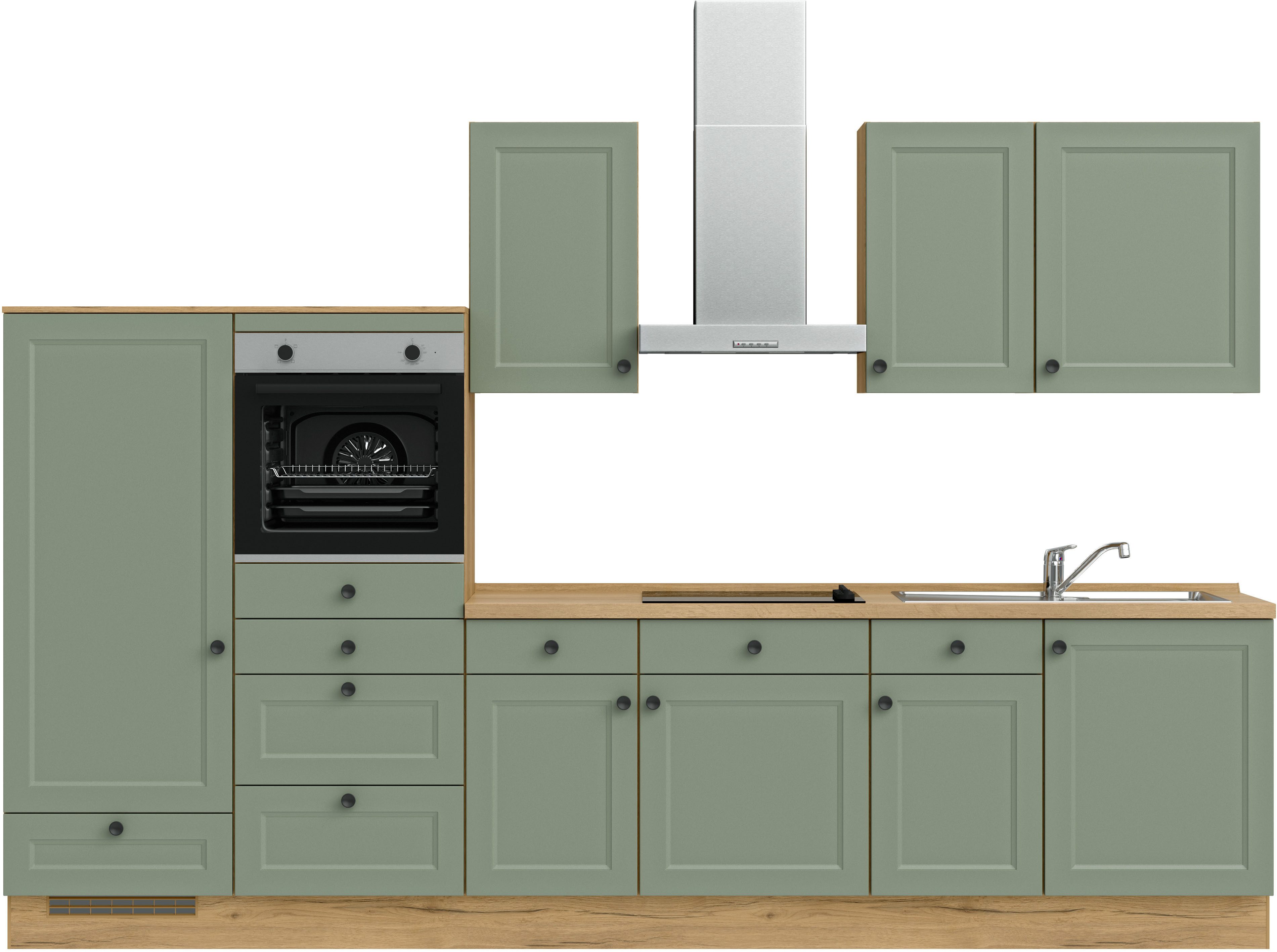 nobilia® Küchenzeile "Cascada I", NEU: individuell anpassbar mit gratis Profi-Beratung, vormontiert, Breite 330 cm, Ausrichtung wählbar, wahlw. mit E-Geräten