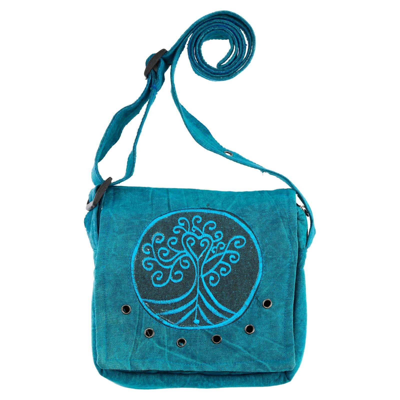 Umhängetasche Hippie Schultertasche Tasche Handtasche MAGIE UND Unisex Crossbag Blau Schultertasche KUNST