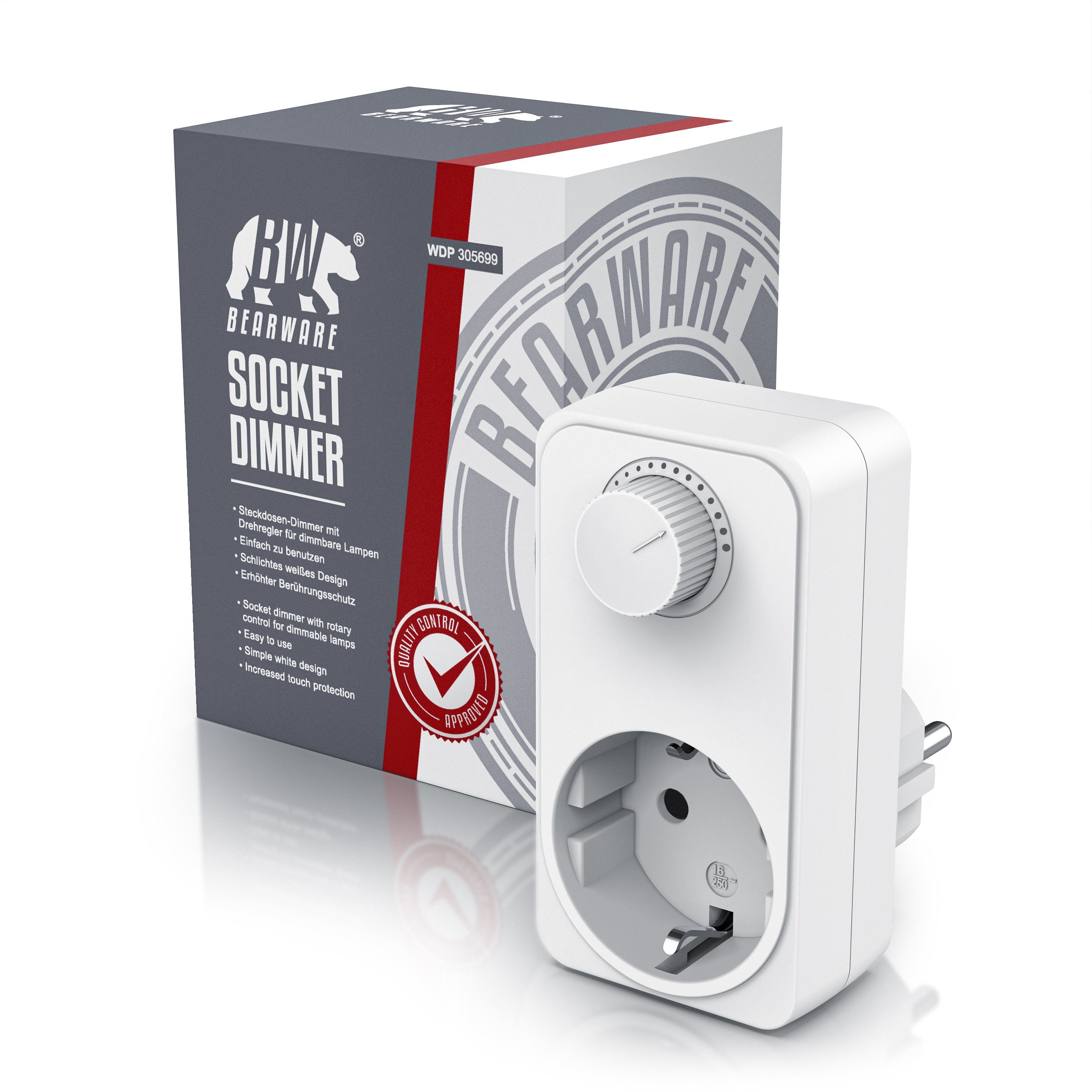 LED Steckerdimmer 4-200W - Plug-in Dimmer Mit Drehregler Für Lampen