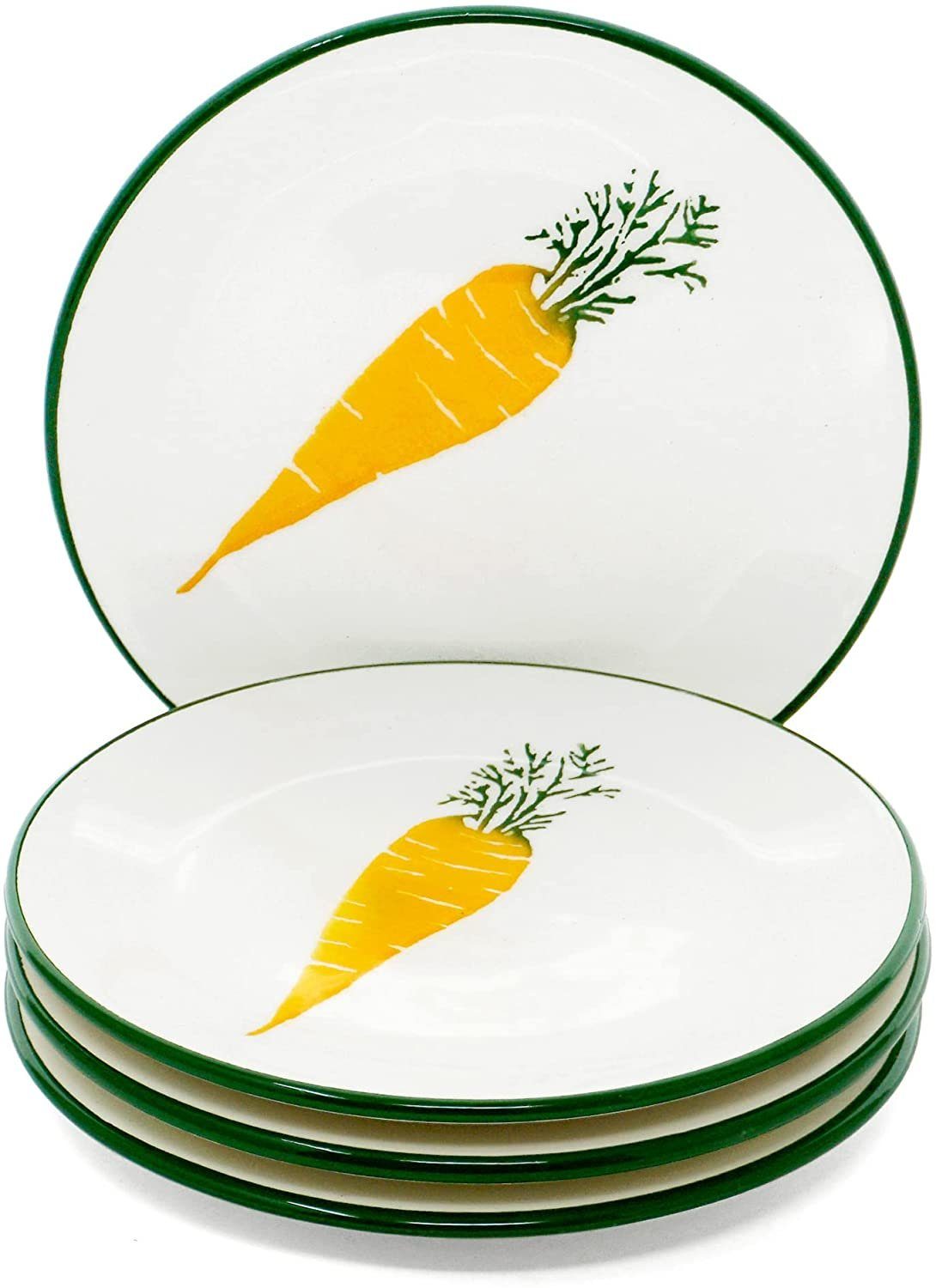 Lashuma Teller Gemüse, (4 St), Keramik Geschirr Set rund, Dessertteller klein Ø 15 cm