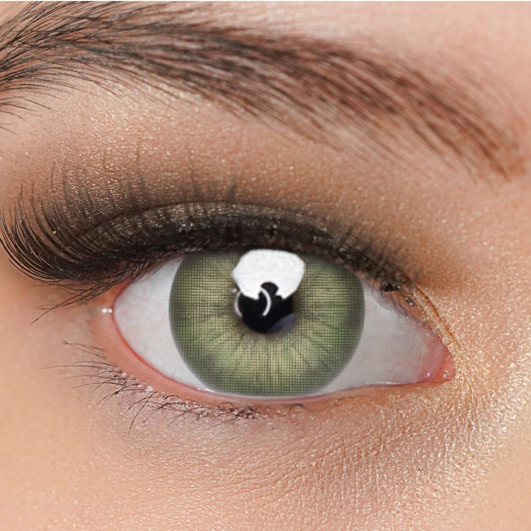 Charmiga Jahreslinsen Farbige Kontaktlinsen Grün, Farblinsen ohne Stärke, Roma Green, stark deckend, neu