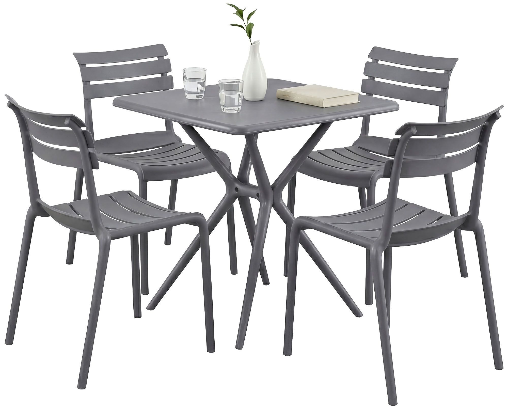 CLP Garten-Essgruppe Vela, (Set), Garten-Set, Tisch 72x72 cm, 4 Stühle