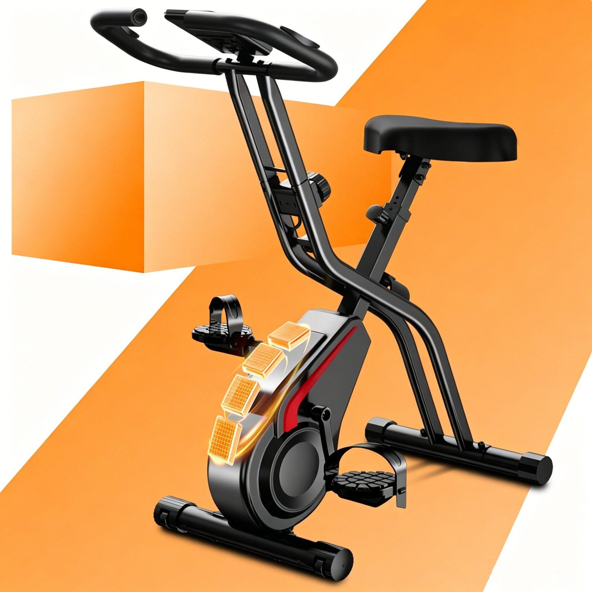 UMAY Heimtrainer leises Fitnessfahrrad mit einstellbarem Widerstand (atmungsaktivem Sattel für Cardiotraining, LCD-Display), verstellbarem Lenker und Sattel