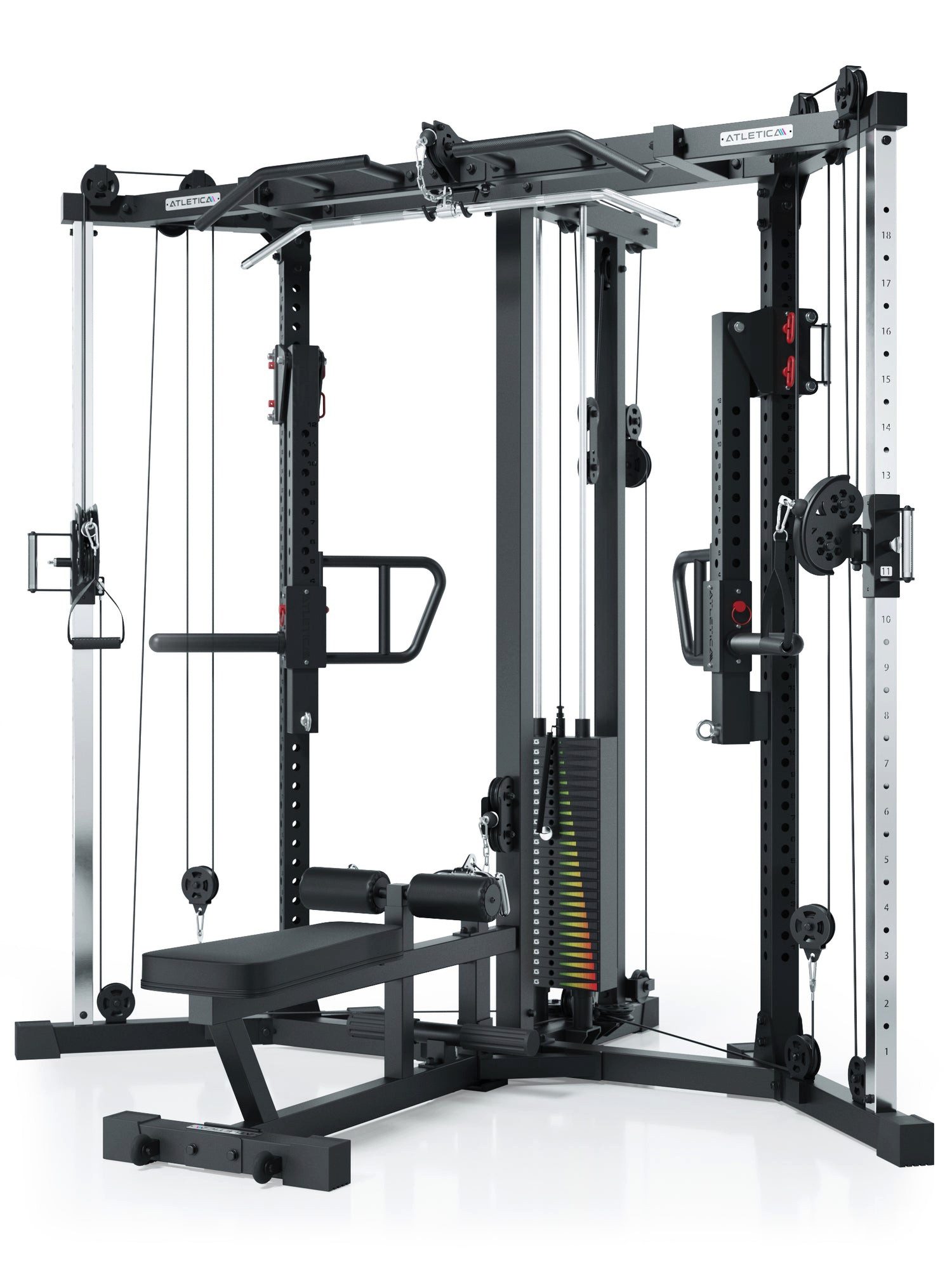 ATLETICA Power Rack Xtria, Kabelzugstation, 125kg Gewichtsblock
