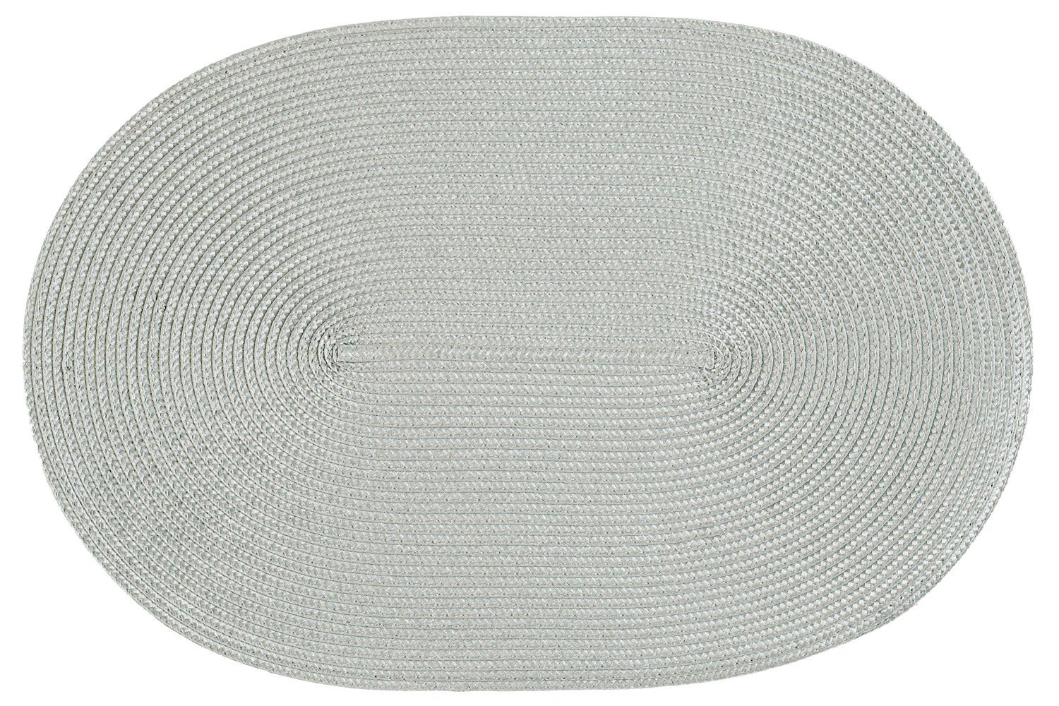 Platzset, Platzset oval ca. 45x30 cm Bast Optik Platzdeckchen Tischset geflochte, Haus und Deko, (1-St) Silbergrau