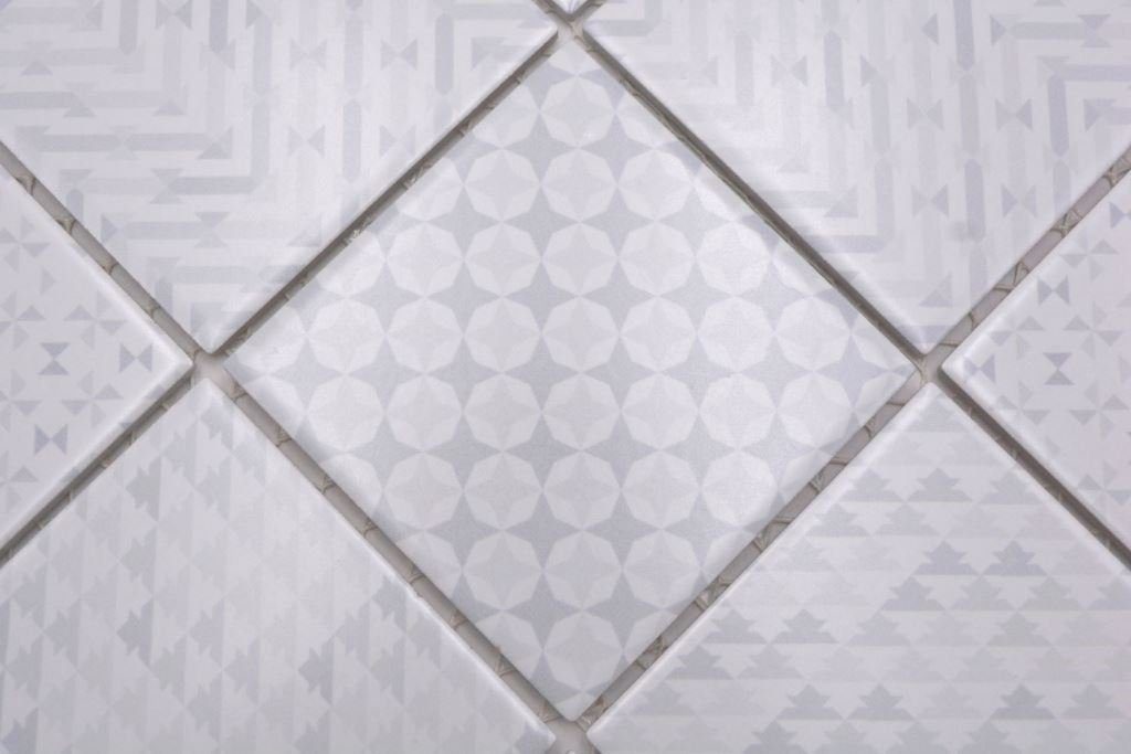 Mosani Mosaikfliesen Vintage ART DEKO Mosaik Fliese Wand weiß Küche Bad WC