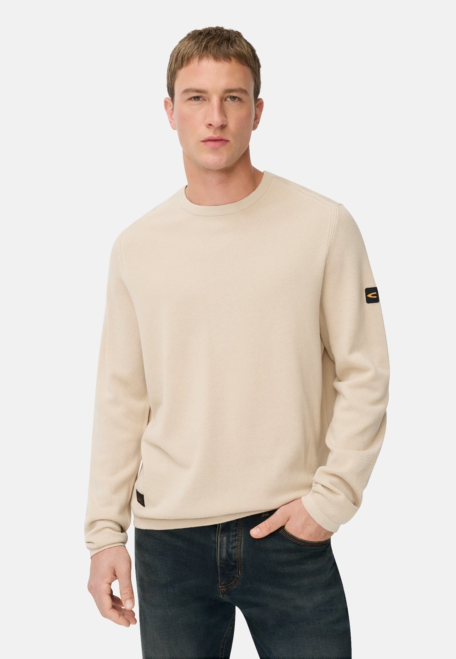 camel active Sweatshirt aus reiner Baumwolle Langarm Rundhals günstig online kaufen