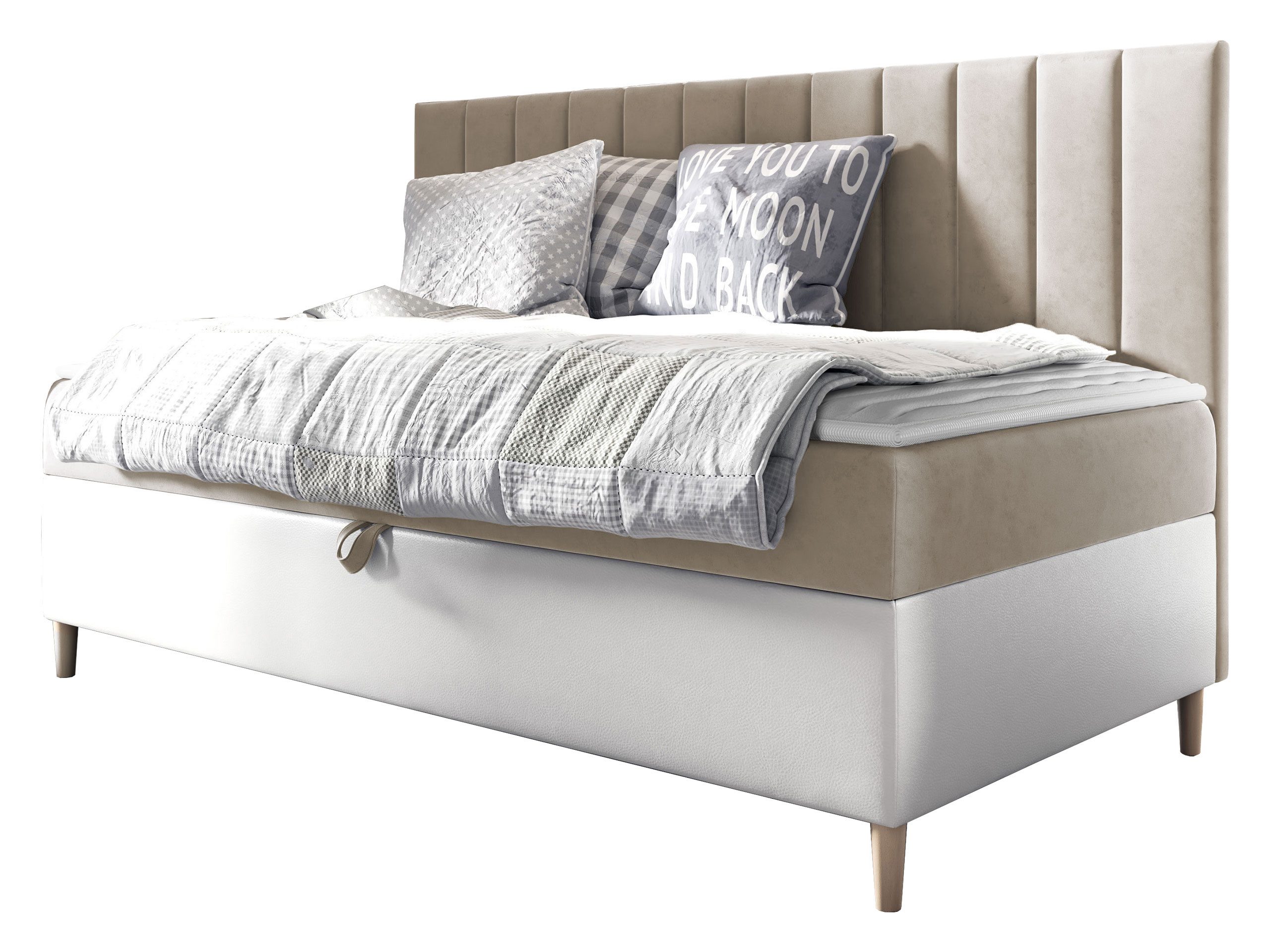 MIRJAN24 Boxspringbett Maja Junior 2 (mit Bettkasten), mit Bonellfederkern, Härtegrad - H3