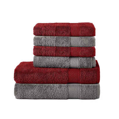 Komfortec Handtuch Set 100% Baumwolle, 2er Badetücher 70x140 cm und 4er Handtücher 50x100 cm, Frottee, (Set, 6-tlg), Weich