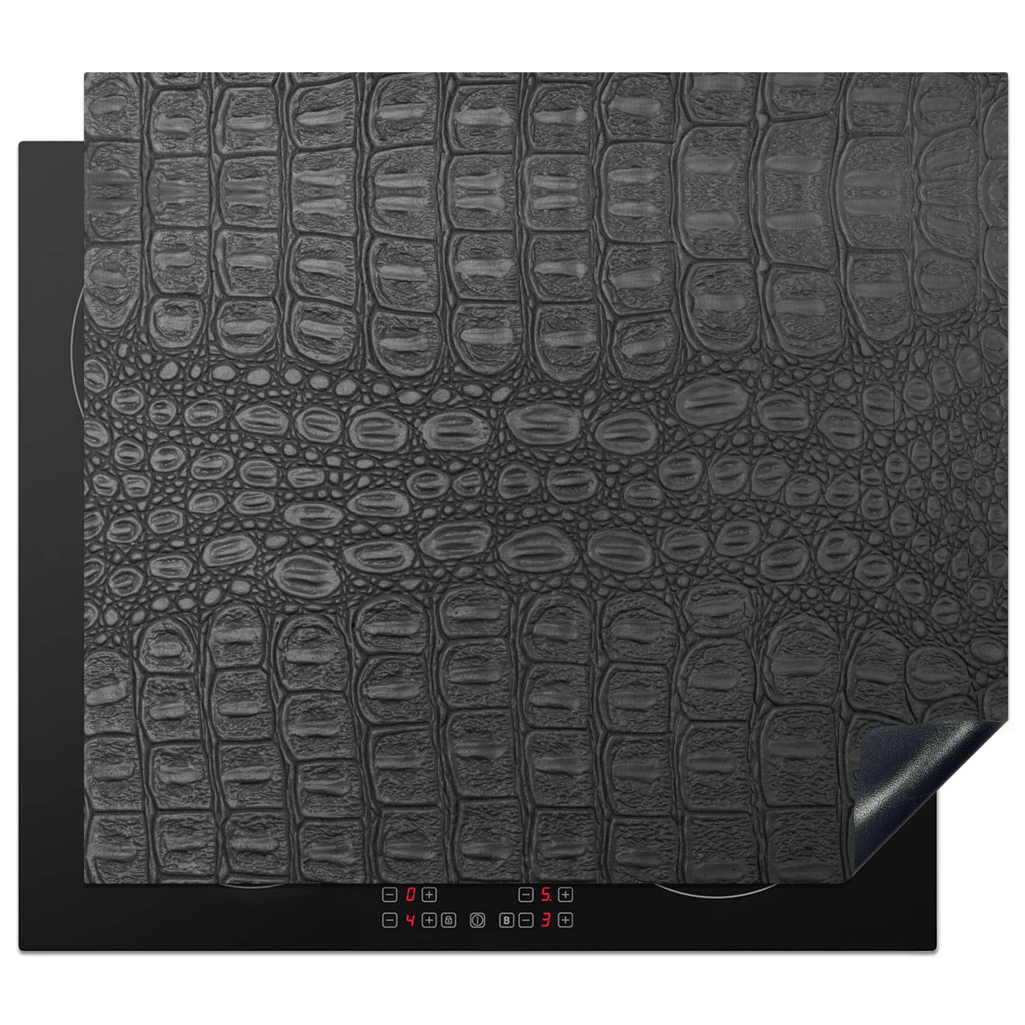 Vinyl, Leder für Küchen Induktionsherd, - Induktionskochfeld MuchoWow Textur (1 Herdblende-/Abdeckplatte Tierhaut, cm, Dekoration 58x51 tlg), -