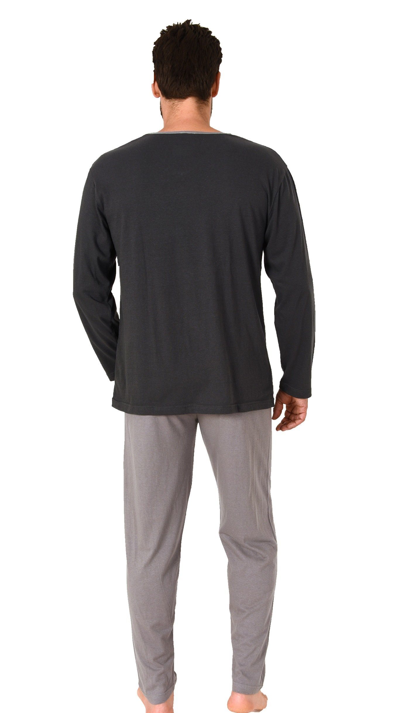 RELAX by Normann Pyjama Herren Pyjama langarm Schlafanzug mit Frontprint - günstig online kaufen