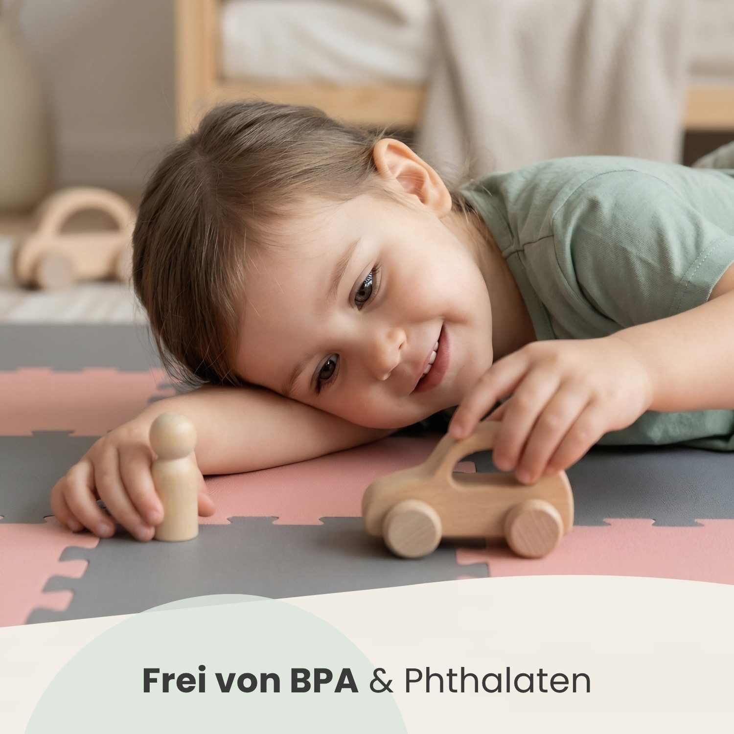 LittleTom Puzzlematte für Kinder - 18 Teile Spielmatte 30x30 cm - TÜV Geprüfte Krabbelmatte, (18-tlg), Spielunterlage für Drinnen und Draußen - Kinderzimmer Puzzleteppich