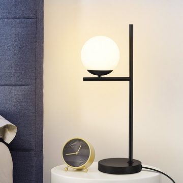 ZMH Tischleuchte Wohnzimmer Industrial Nachttischlampe - Modern mit Schalter, Nachttischleuchte E27 Vintage Kabel 1,5M für Schlafzimmer, Schwarz