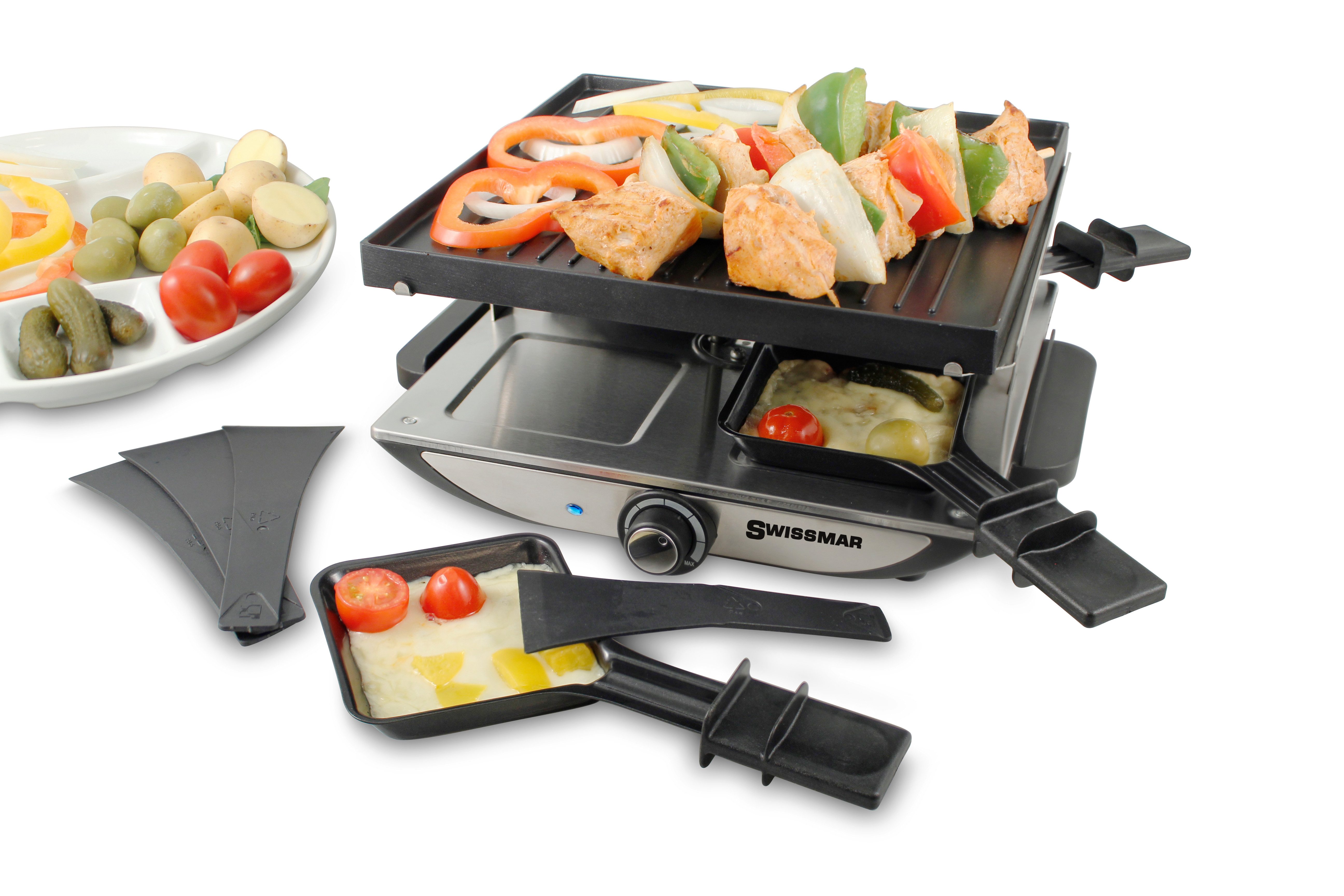 SWISSMAR Raclette Geneva, 4 Raclettepfännchen, 4 Personen Raclette Party Grill