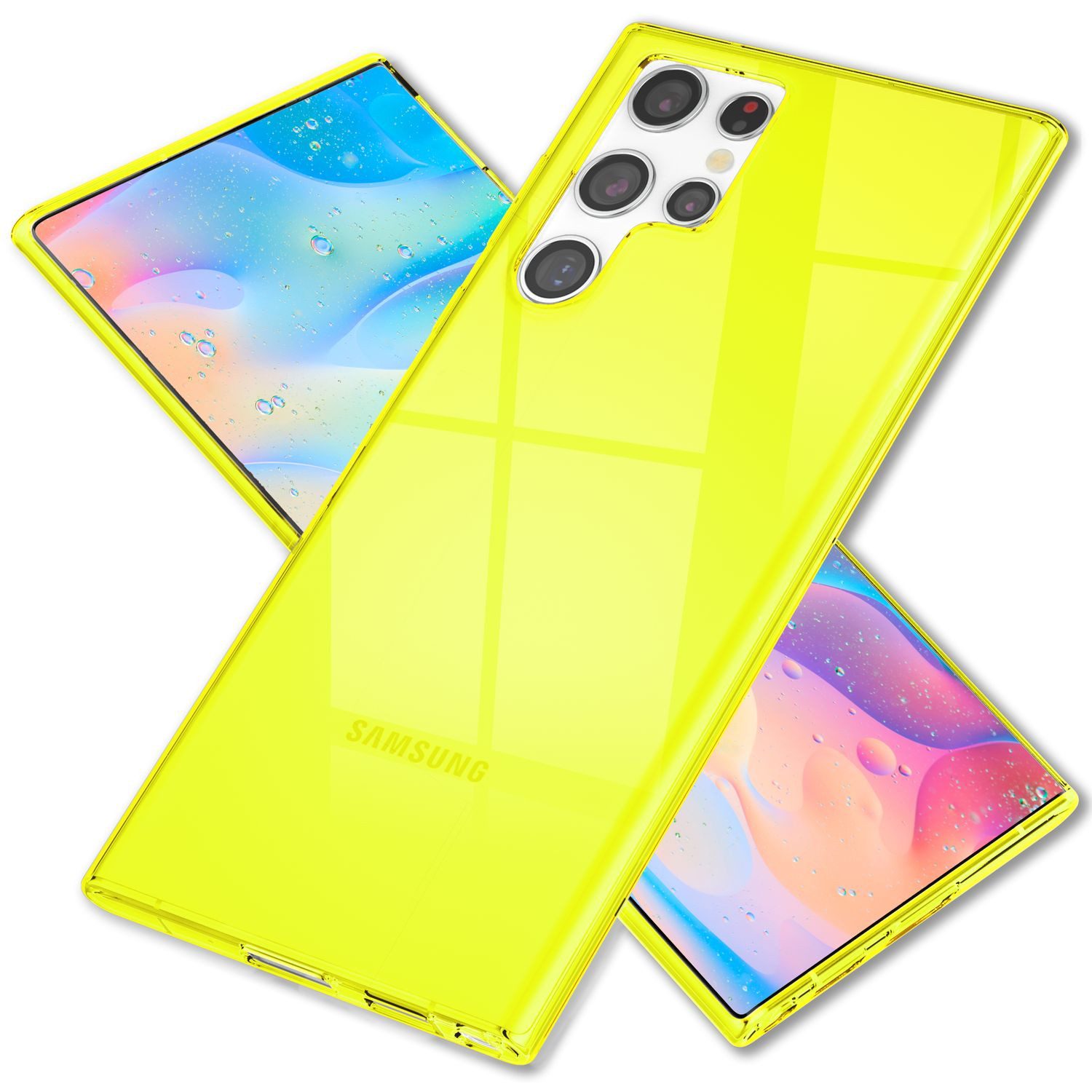 Nalia Smartphone-Hülle Samsung Galaxy S22 Ultra 17,3 cm (6,8 Zoll), Klare Neon Silikon Hülle / Bunt Leuchtend / Durchsichtig / Flexibel