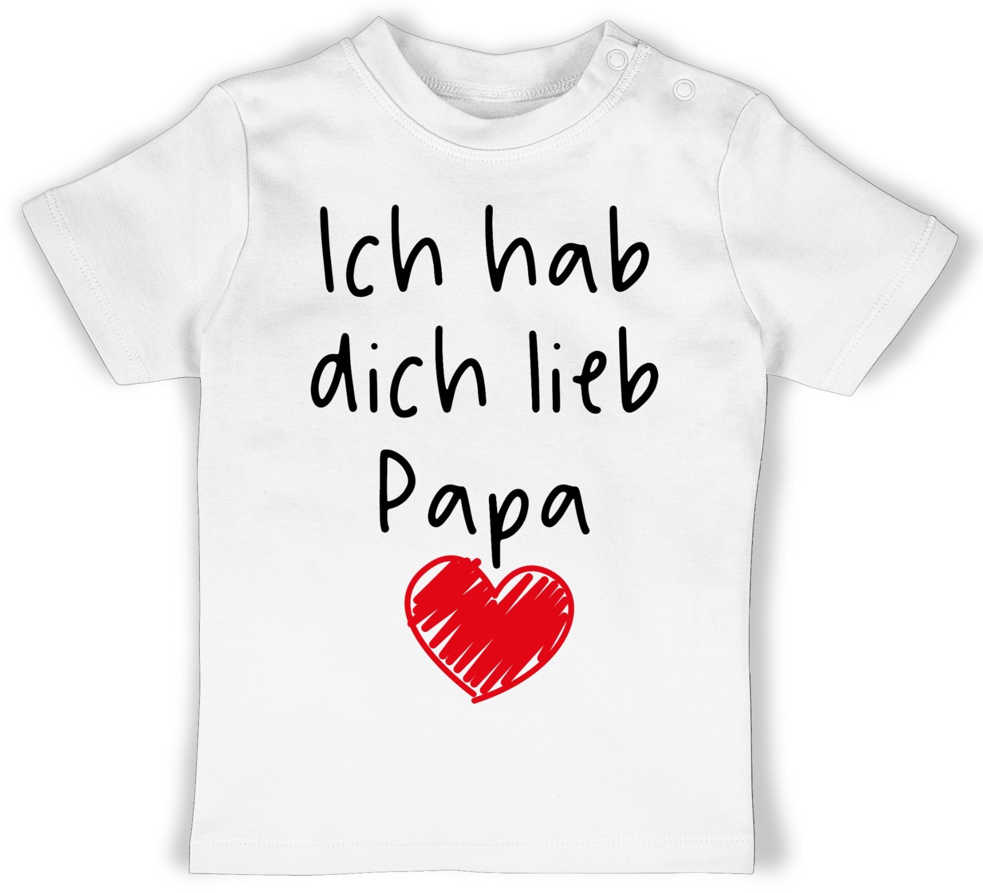 schwarz T-Shirt Herz Papa Ich Geschenk Vatertag Shirtracer dich Baby hab Weiß lieb 1