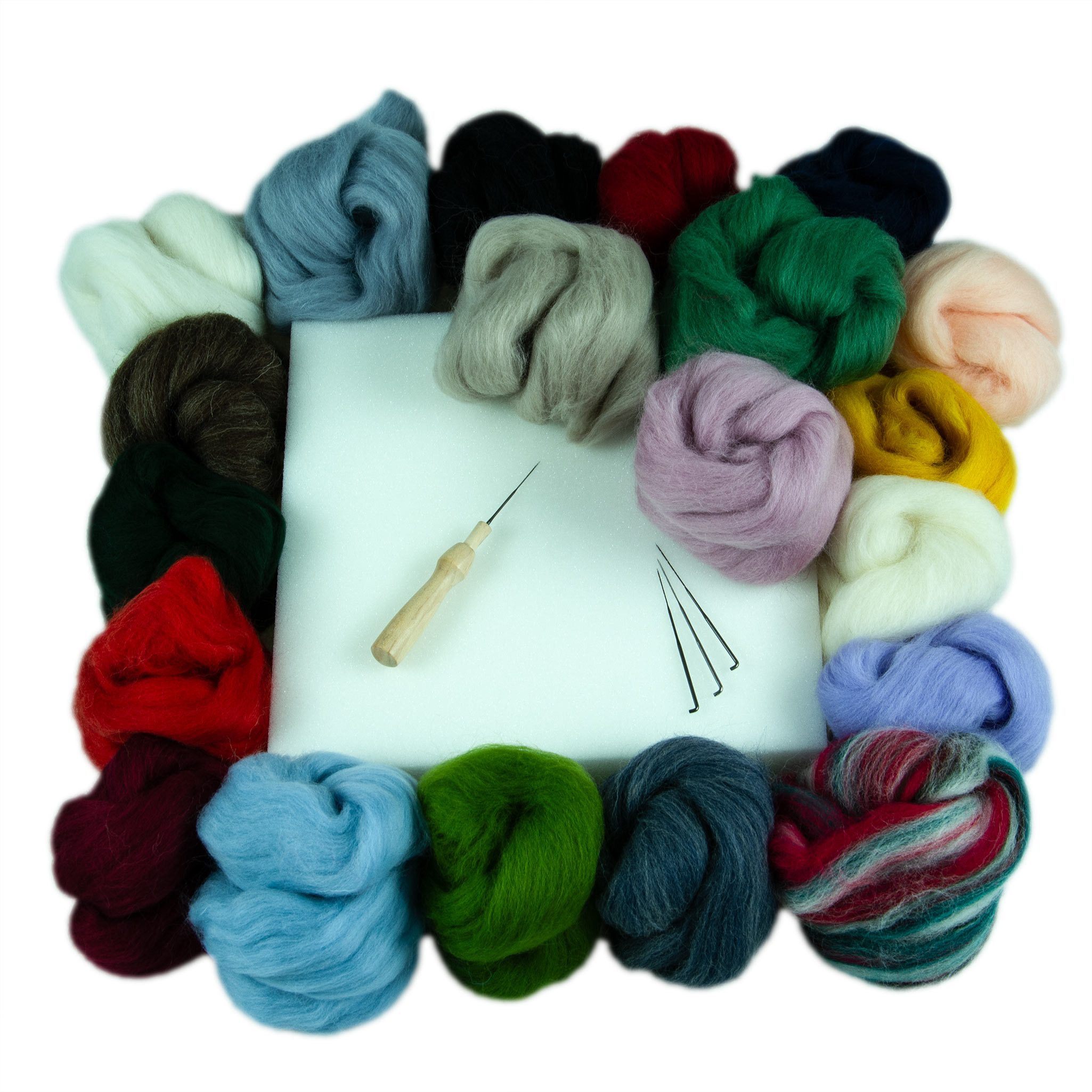 maDDma Märchenwolle-Set mit 20 Farben und Filz-Zubehör Farbmix 1 Bastelgarn, 8 m (Sparpaket, 1-St)