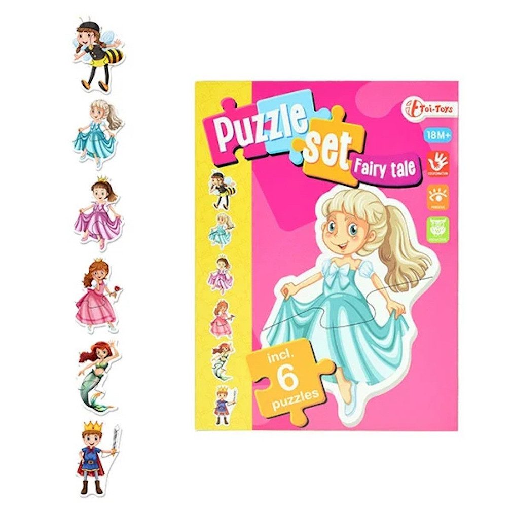 Toi-Toys Puzzle Puzzlespiel Märchen mit 6 Märchenfiguren, Puzzleteile