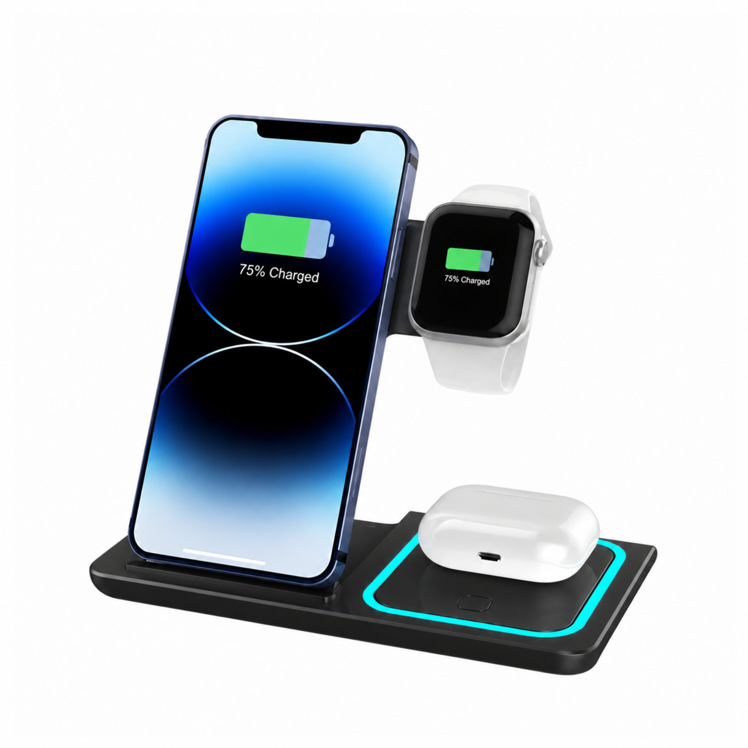 PlugUp Ladestation für Apple Watch iPhone & AirPods 3in1 MagSafe Ladegerät Ladestation (3000 mA, 3in1 Ladestation für Apple Watch, iPhone & AirPods – MagSafe Ladegerät)