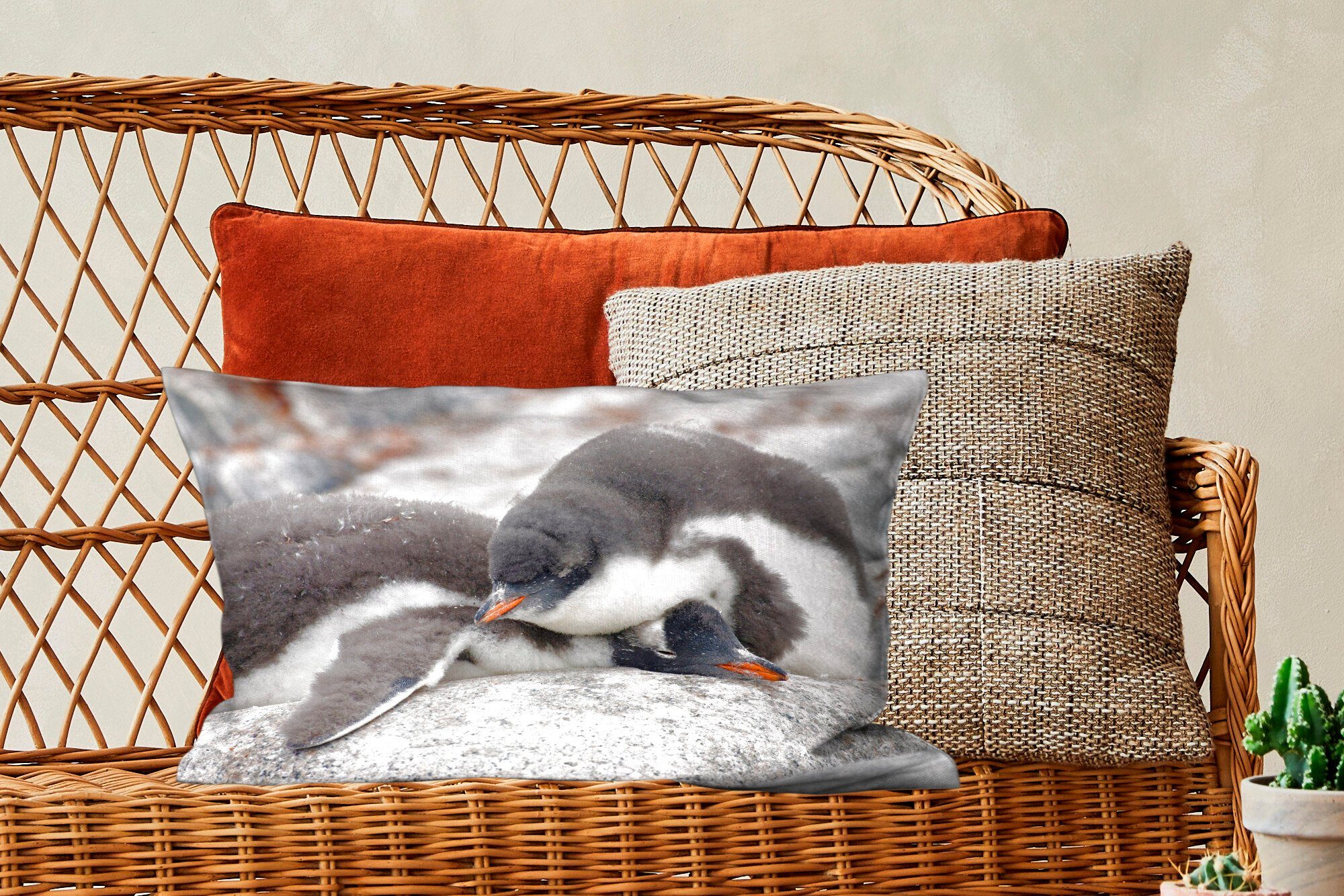 Wohzimmer Dekokissen Pinguine, Dekokissen Dekoration, Zierkissen, Füllung, Schlafzimmer mit MuchoWow Schlafende