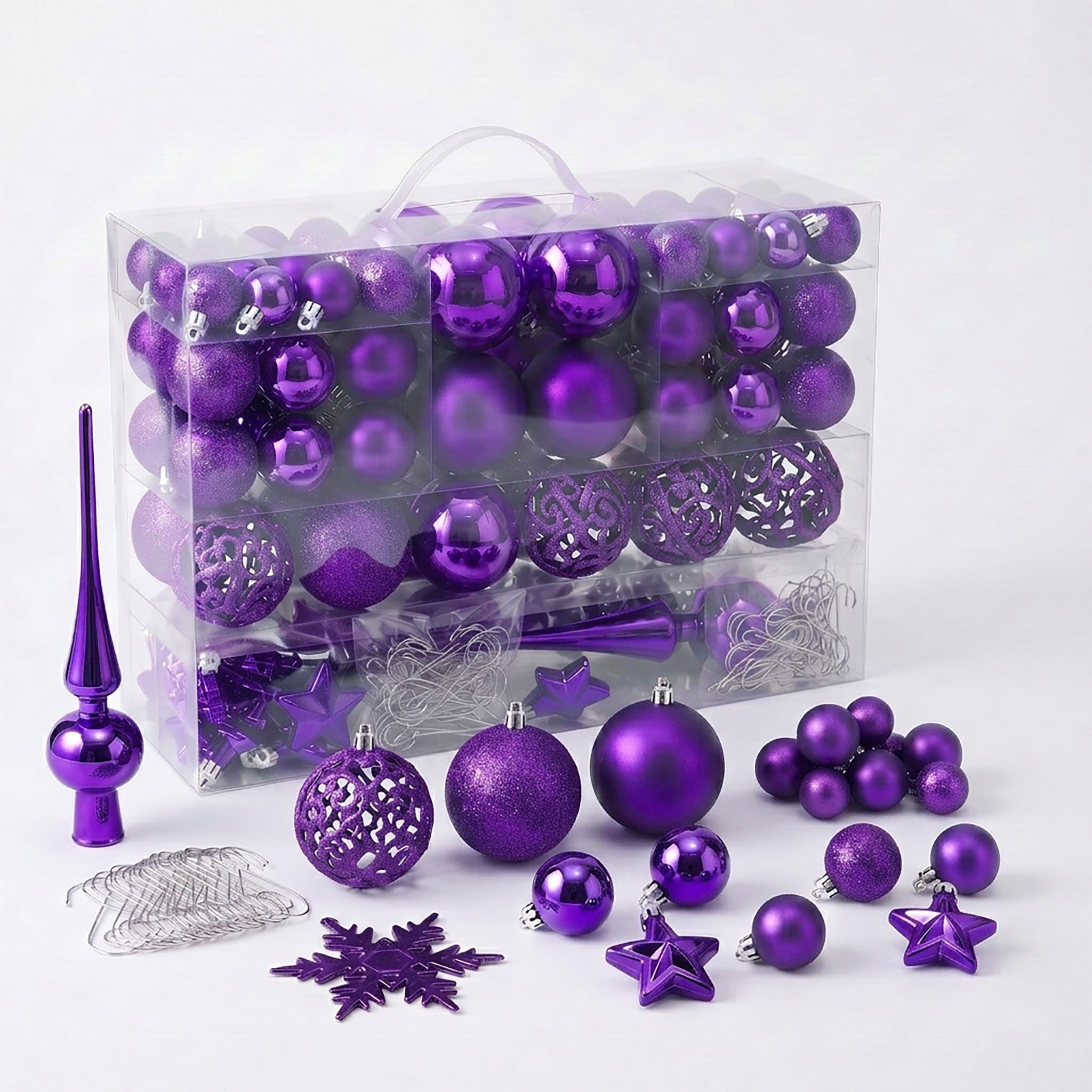 Spetebo Weihnachtsbaumkugel Kunststoff Christbaumkugel Set bruchsicher (111 St), inklusive Metall Haken